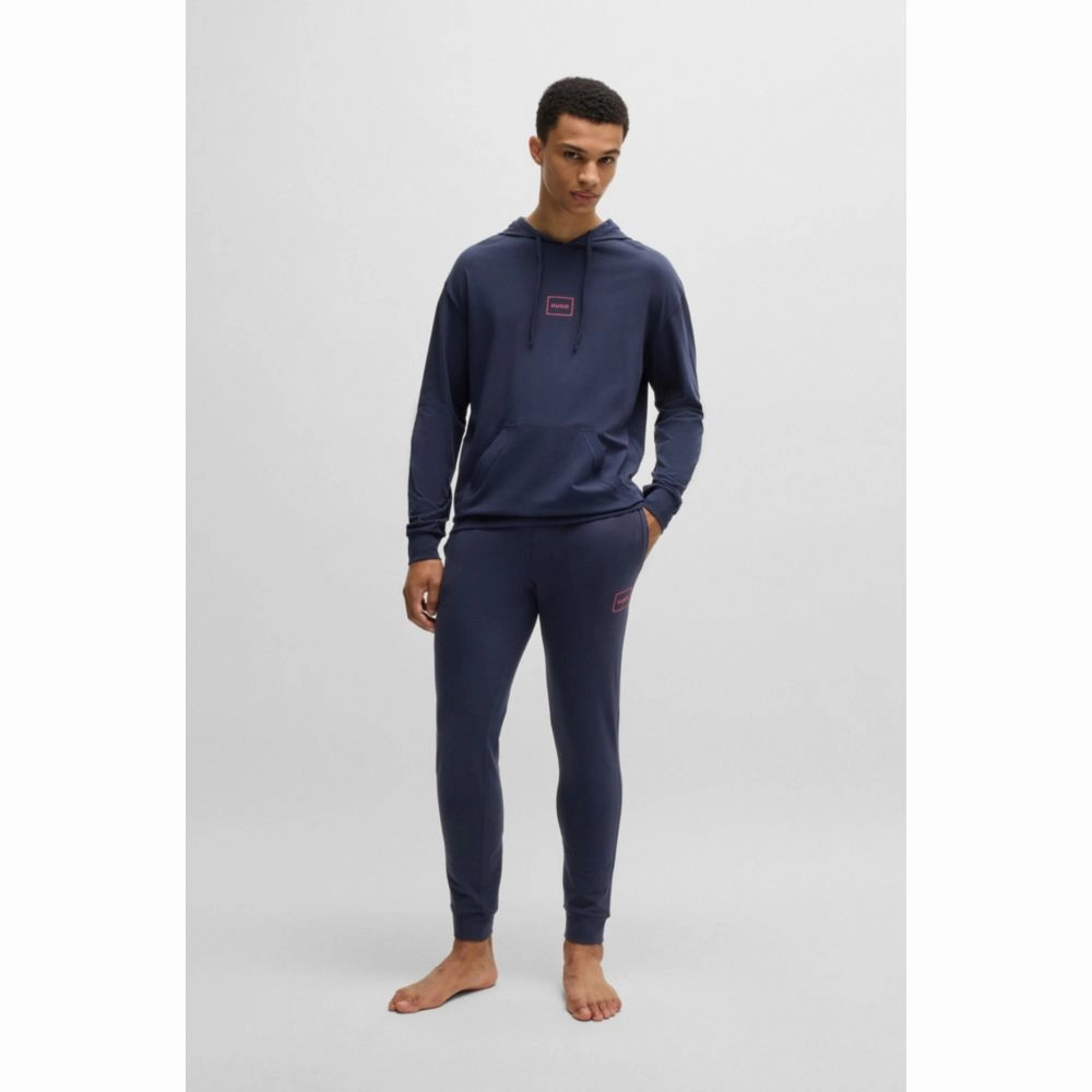 Stretch-cotton relaxed-fit hoodie with logo print