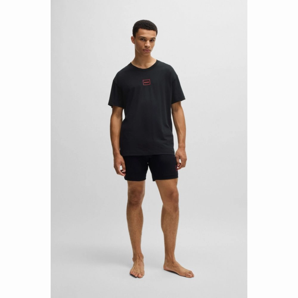 Stretch-cotton relaxed-fit T-shirt with logo print