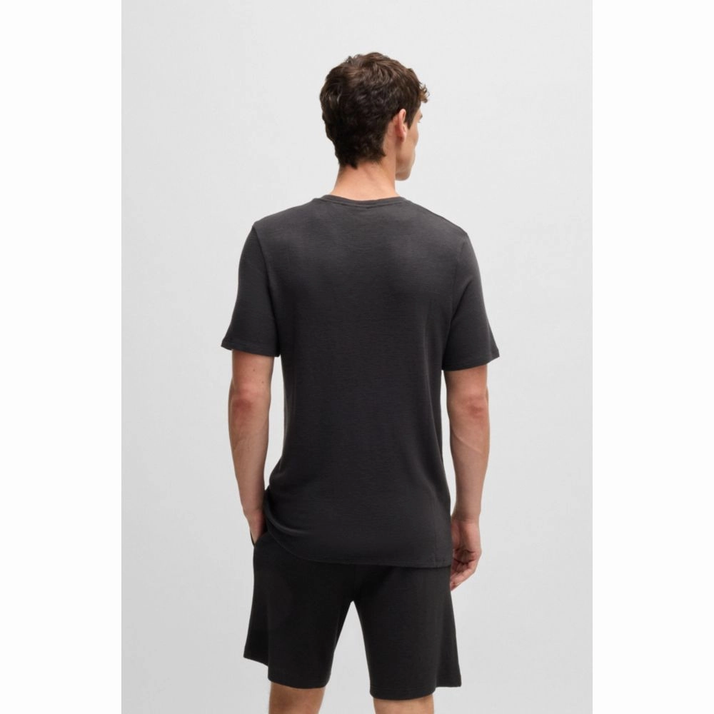 Stretch-jersey pajama T-shirt with embroidered logo