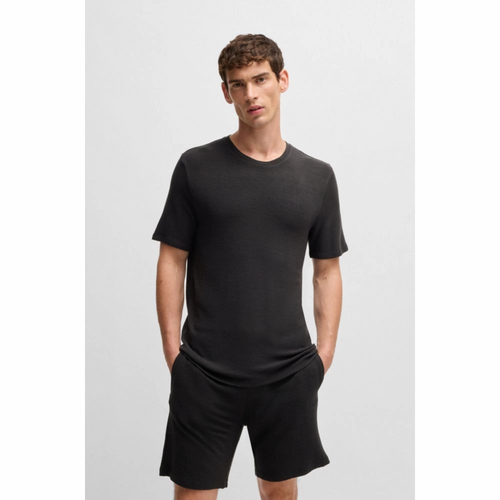 Stretch-jersey pajama T-shirt with embroidered logo