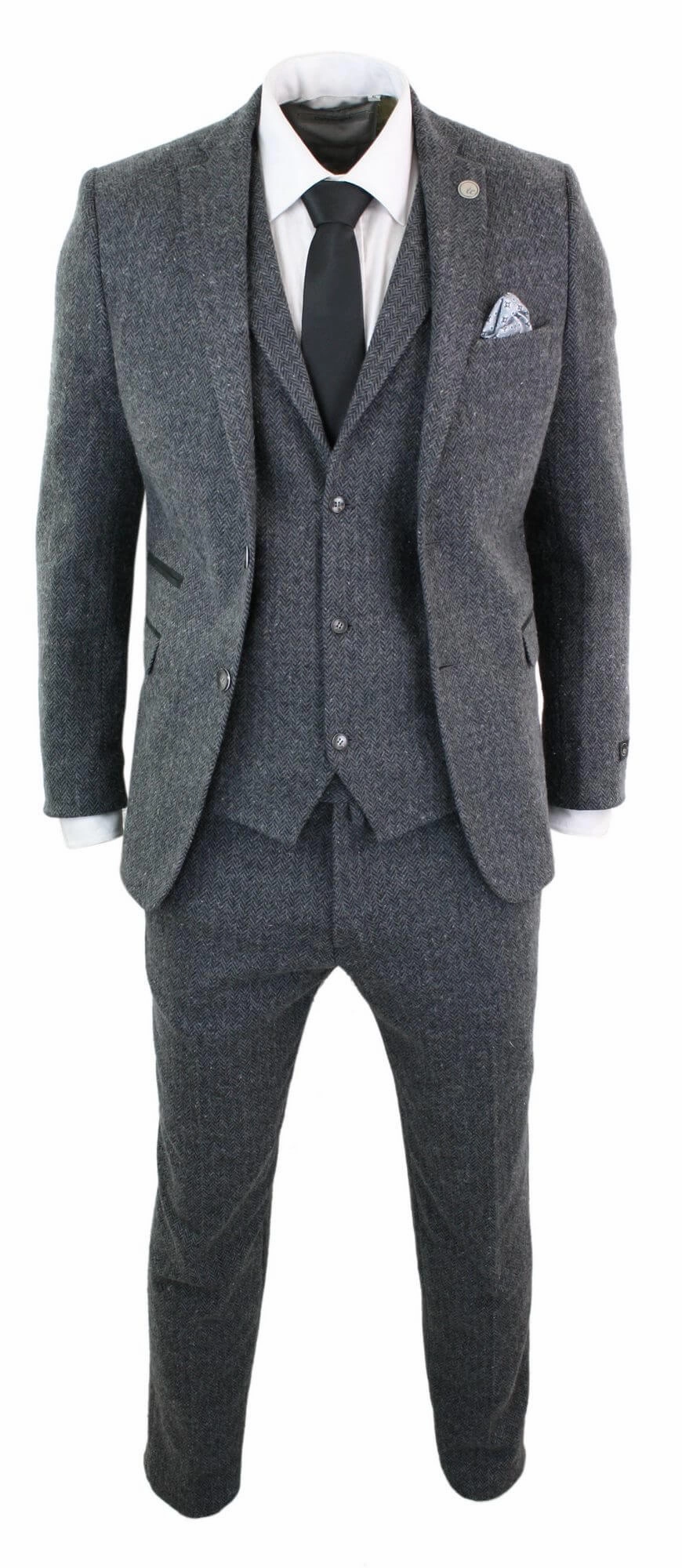 stz11 3 Piece Tweed Suit Herringbone