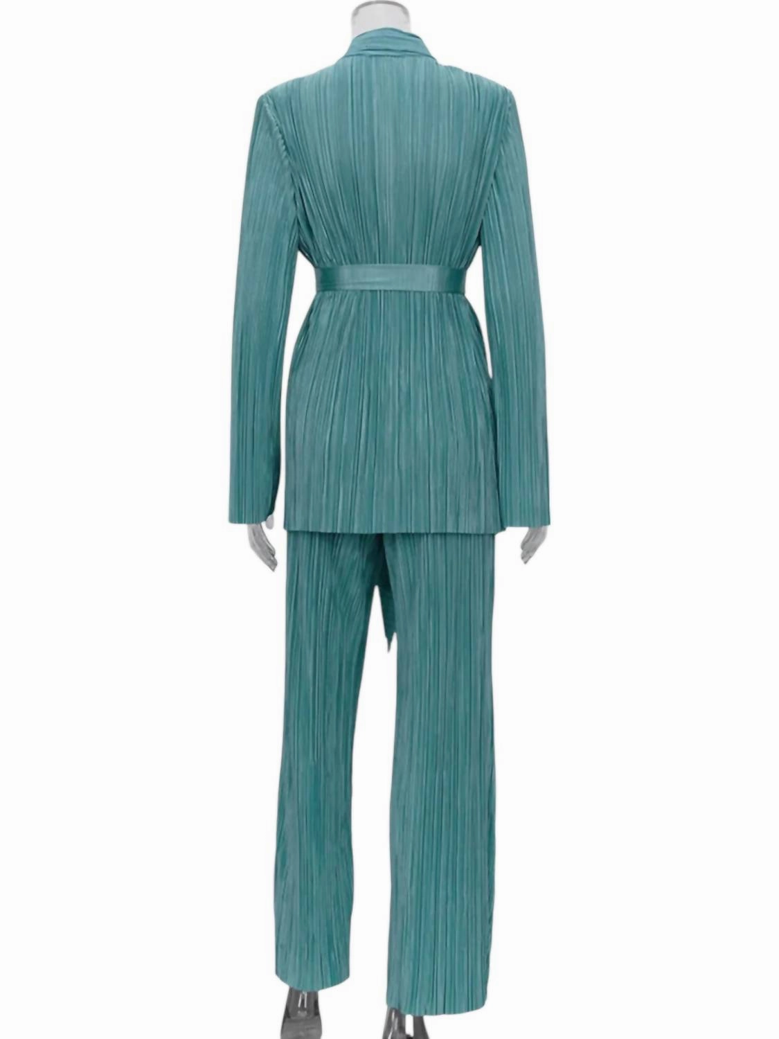Sukianna Plisse Pants Set In Seafoam