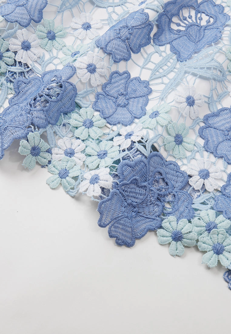 Summer Blue Lace Sleeveless Dress