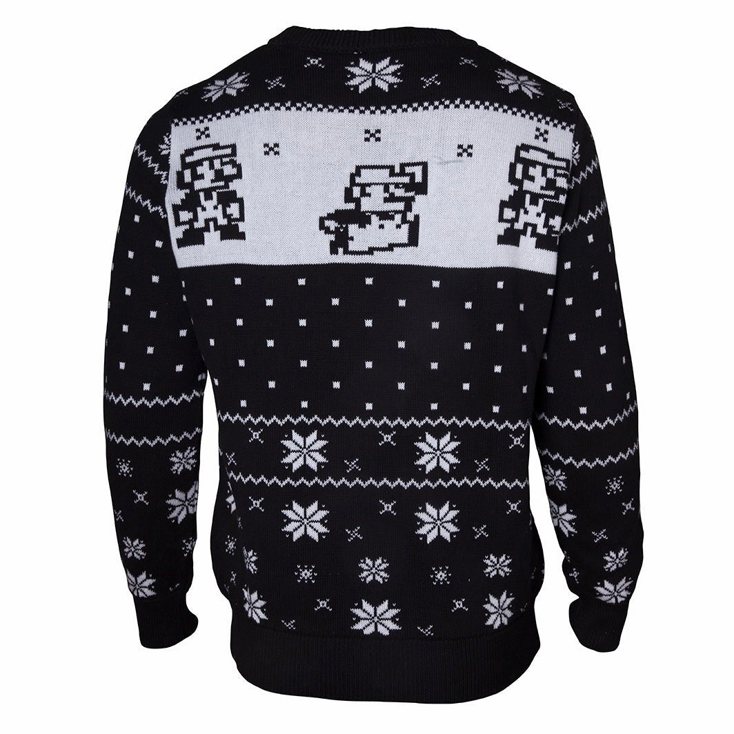 Super Mario Bros 8-Bit Knitted Christmas Jumper (Black)