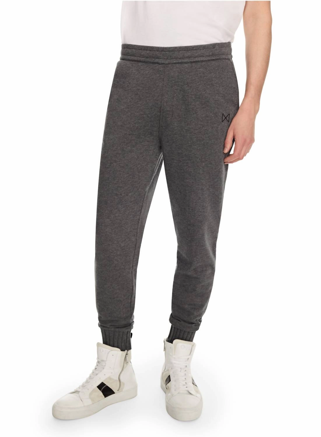 Sweater-Rib Knit Cuff Sweatpants In Charcoal Heather