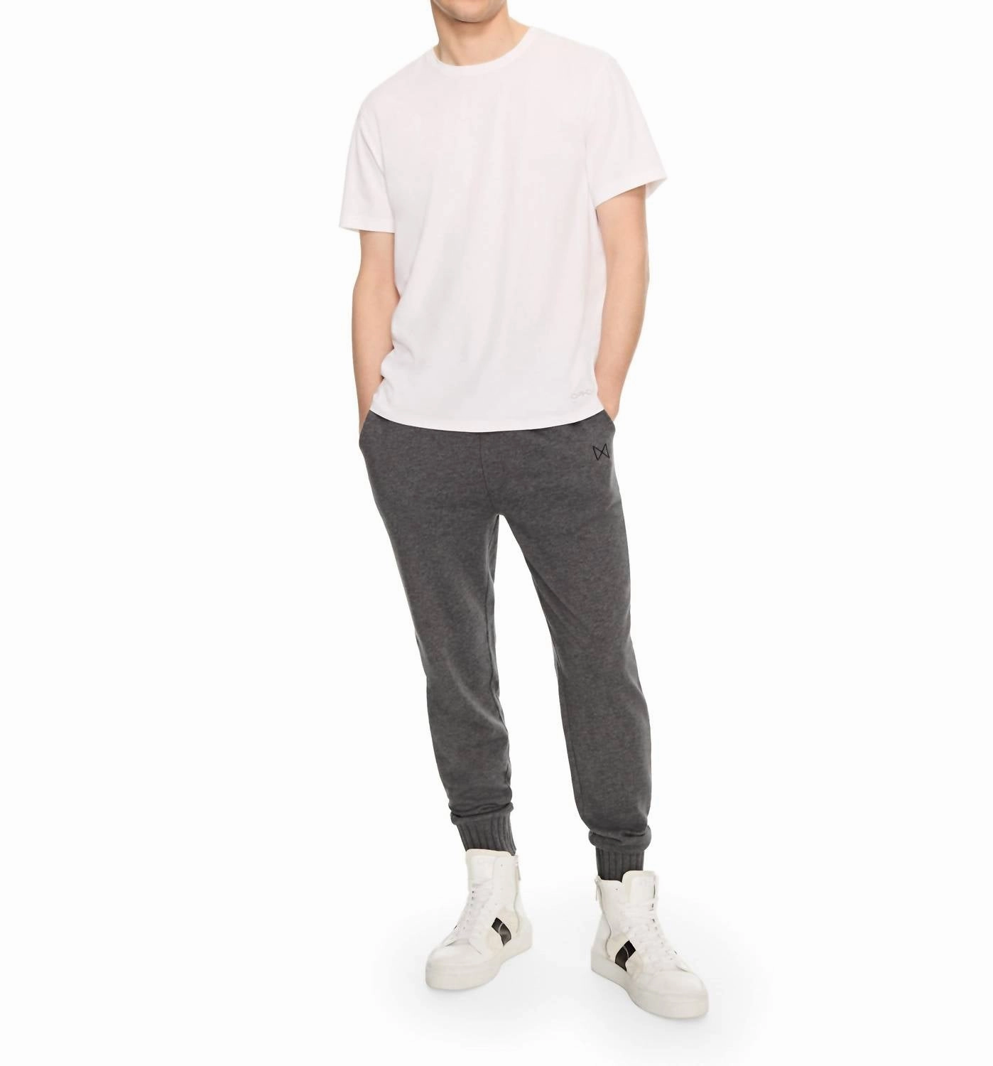 Sweater-Rib Knit Cuff Sweatpants In Charcoal Heather
