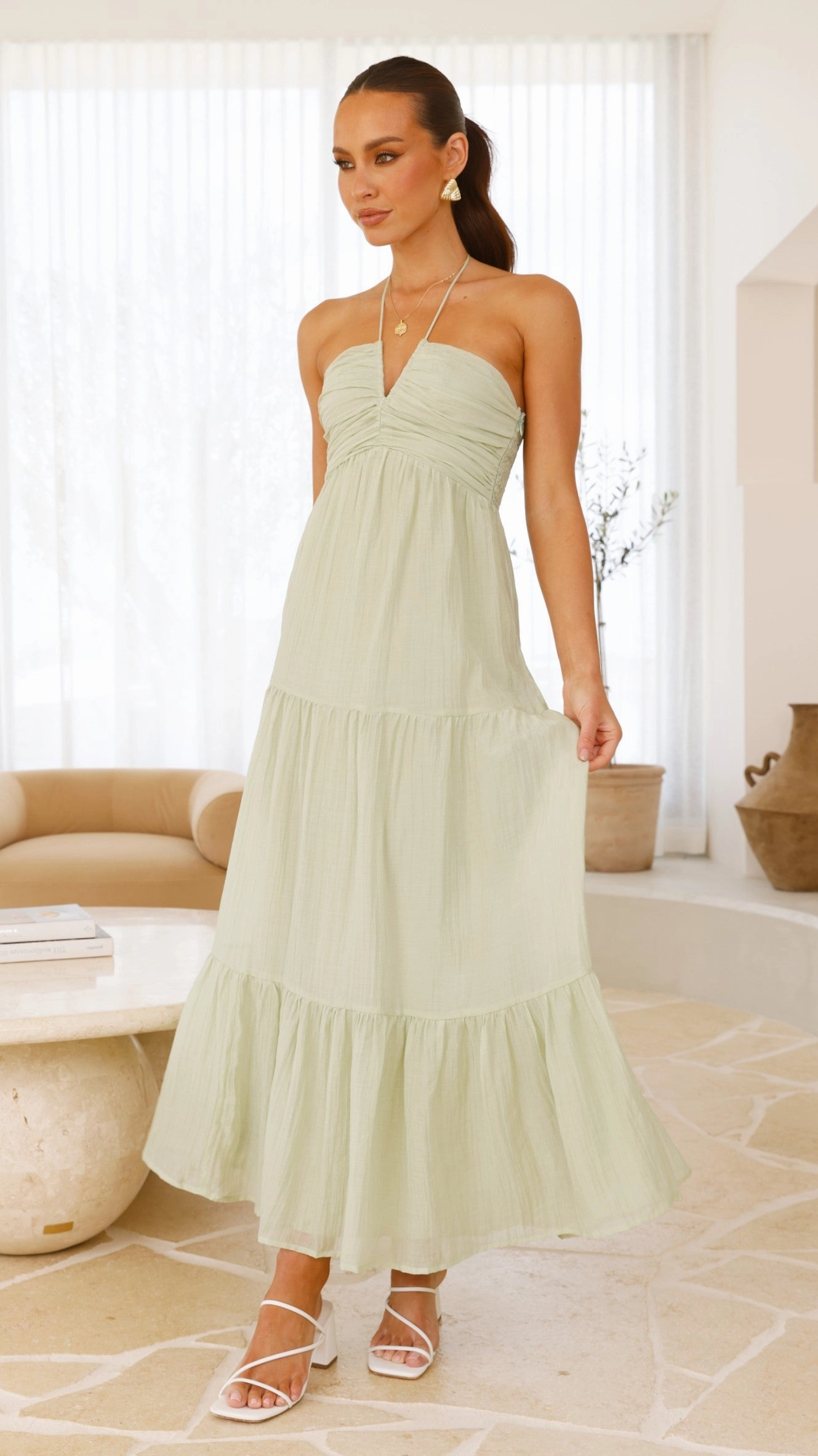 Taffeta Maxi Dress - Sage