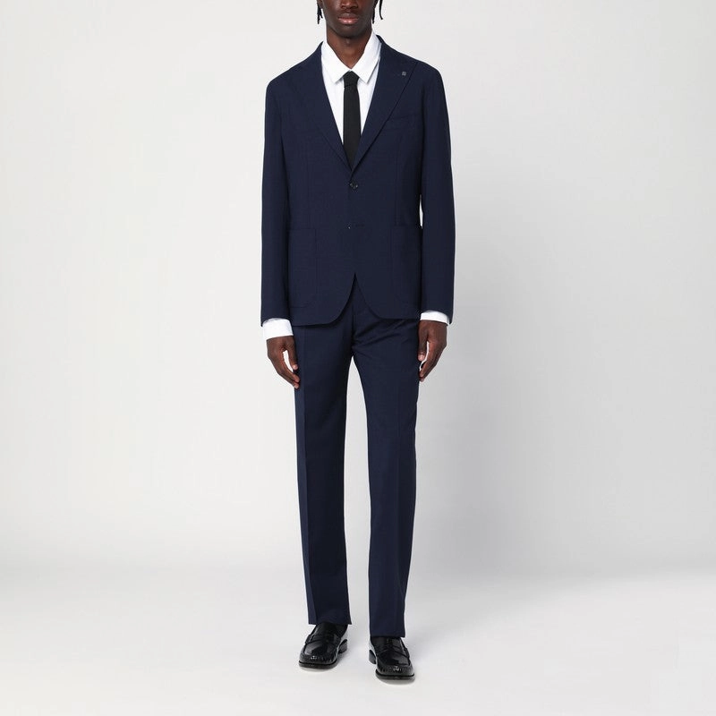 Tagliatore Men's Single-Breasted blue Wool Suit