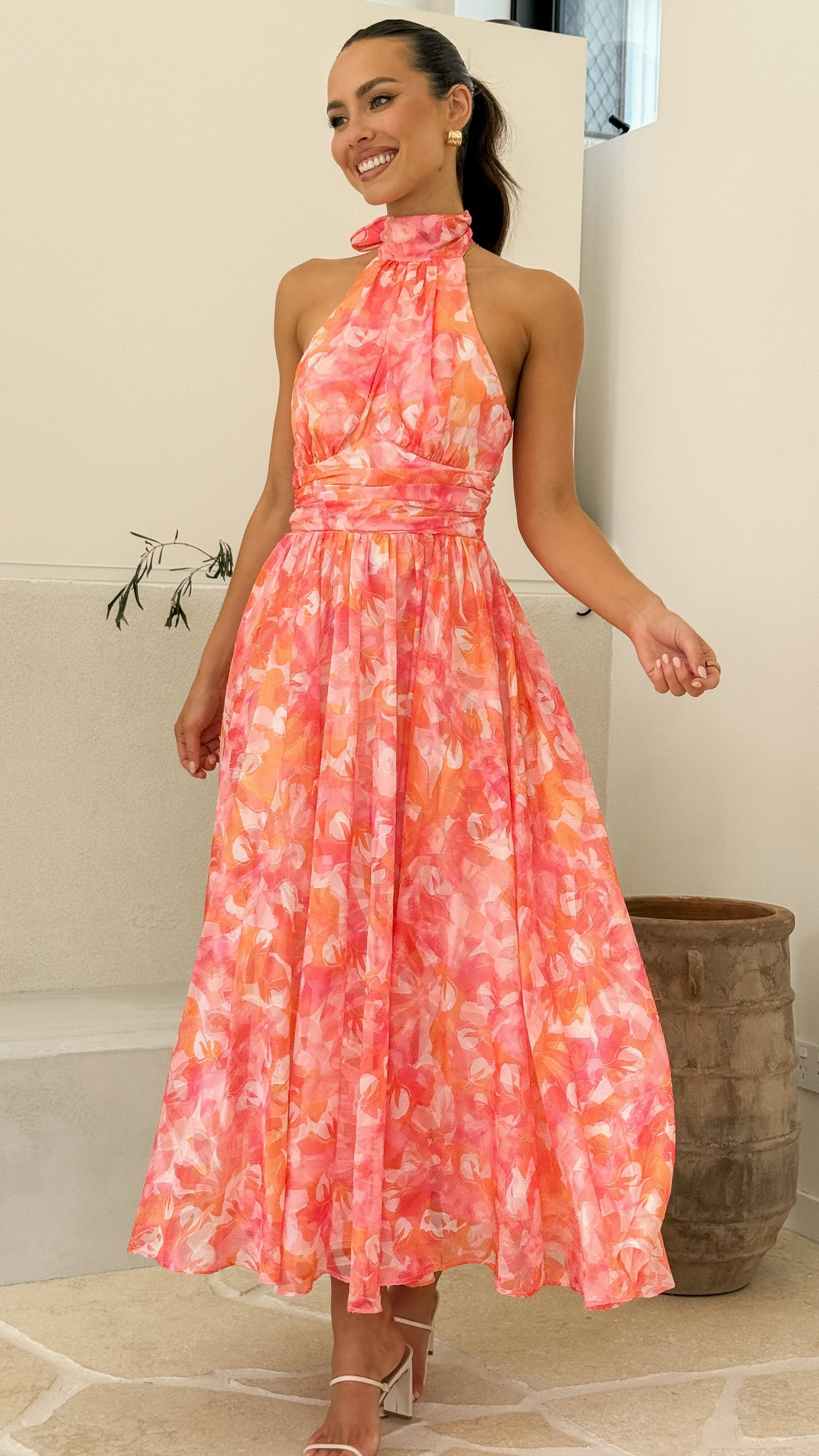 Taipa Maxi Dress - Pink / Orange Floral