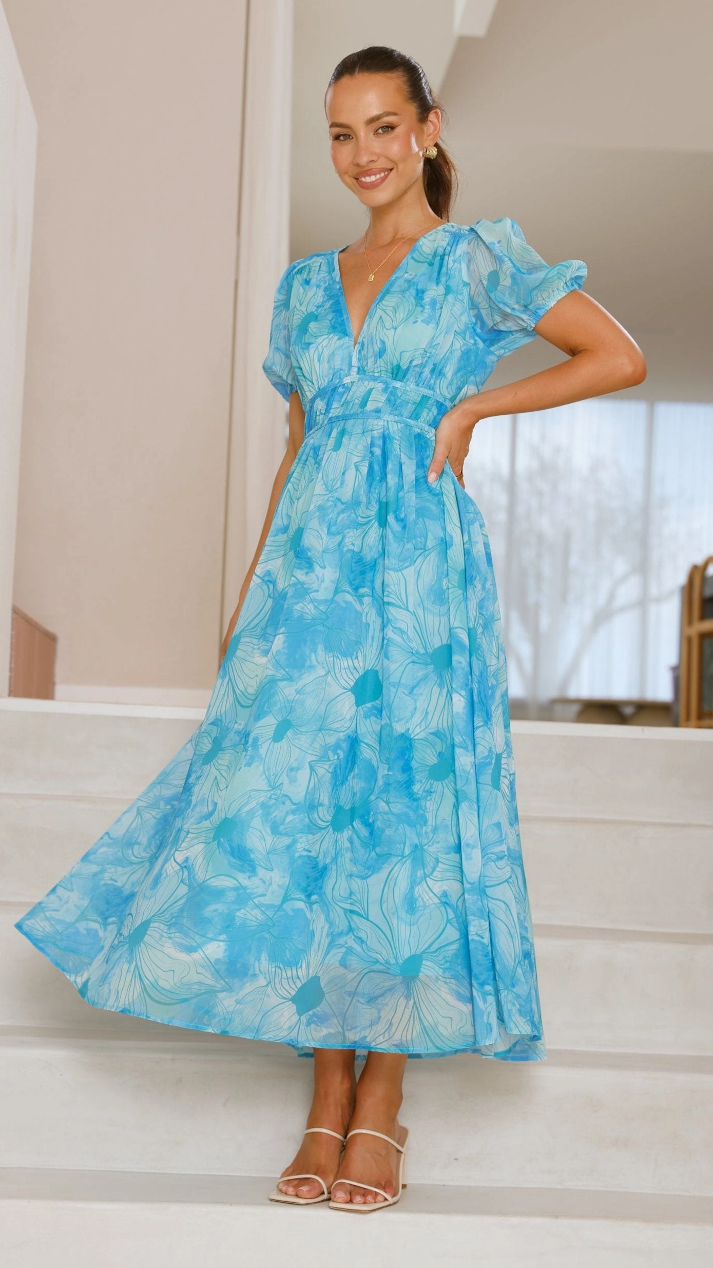 Talma Maxi Dress - Blue Floral