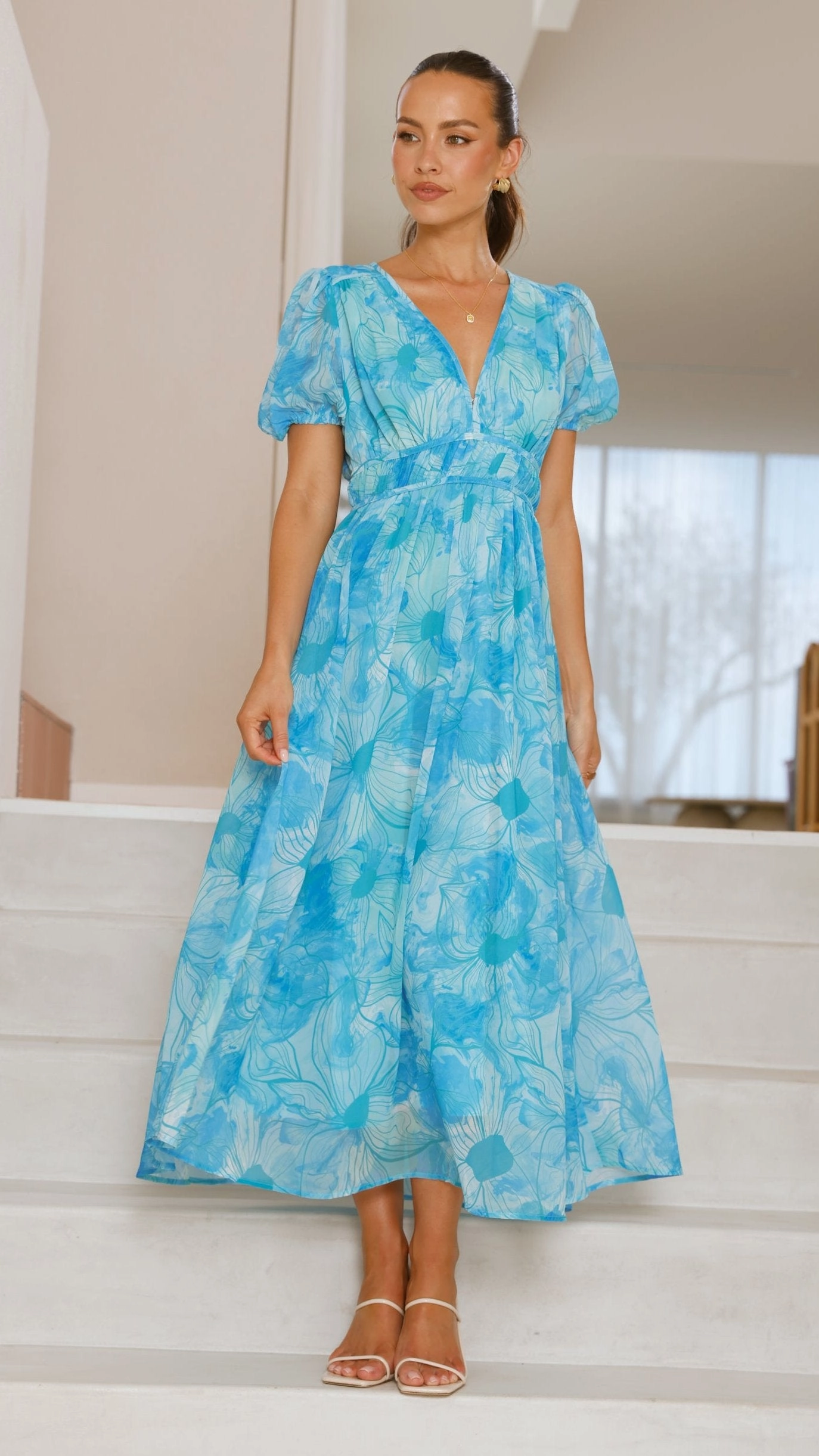 Talma Maxi Dress - Blue Floral