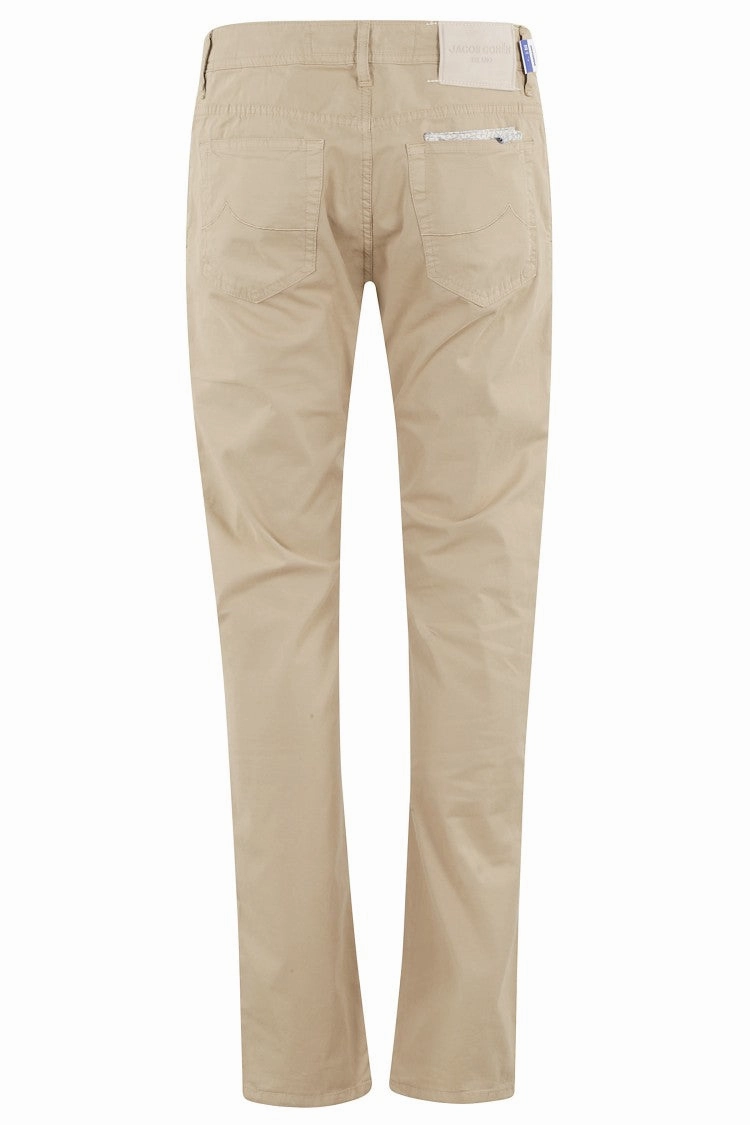 Tapered Beige Gabardine Stretch Pants
