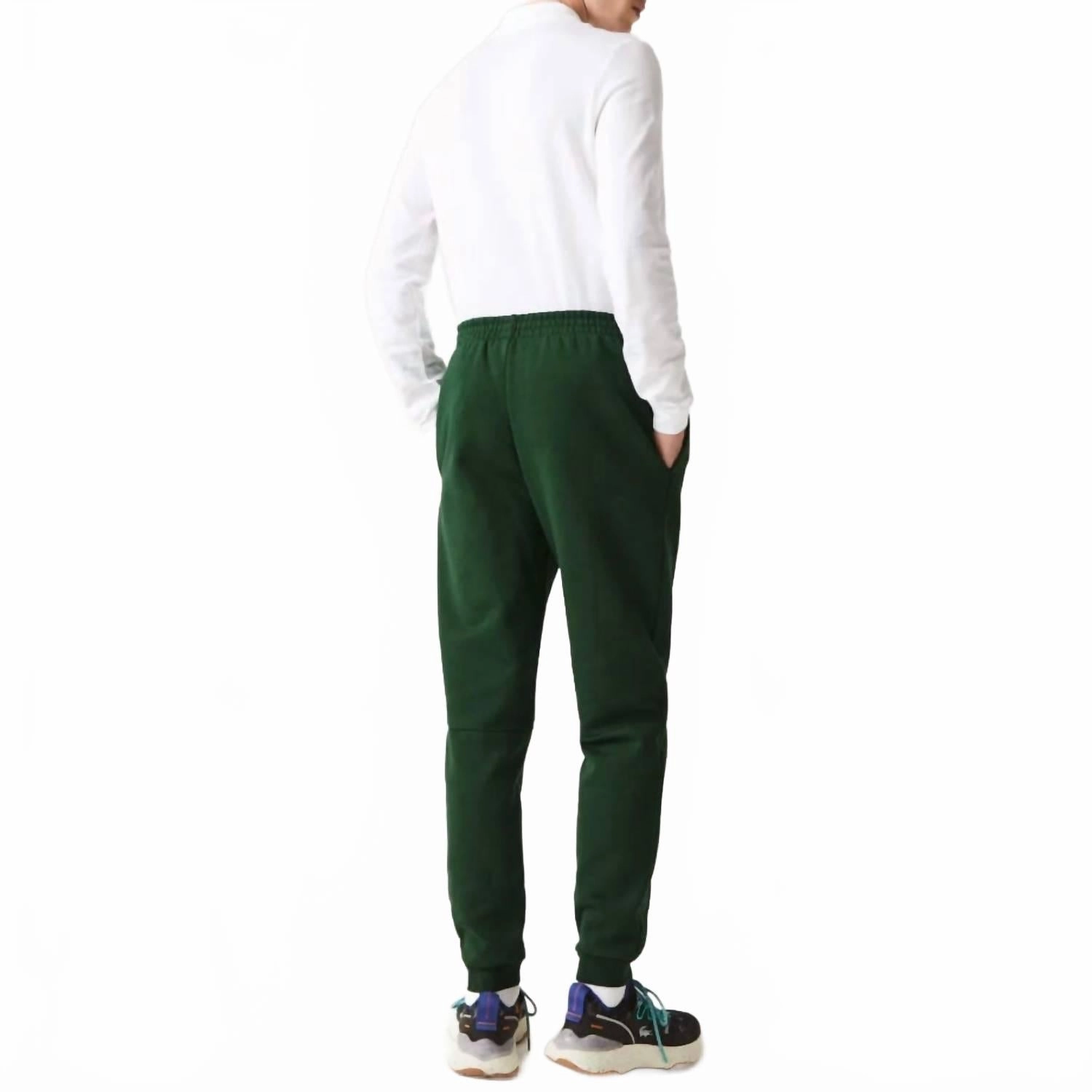 Tapered Fit Fleece Trackpants In Green