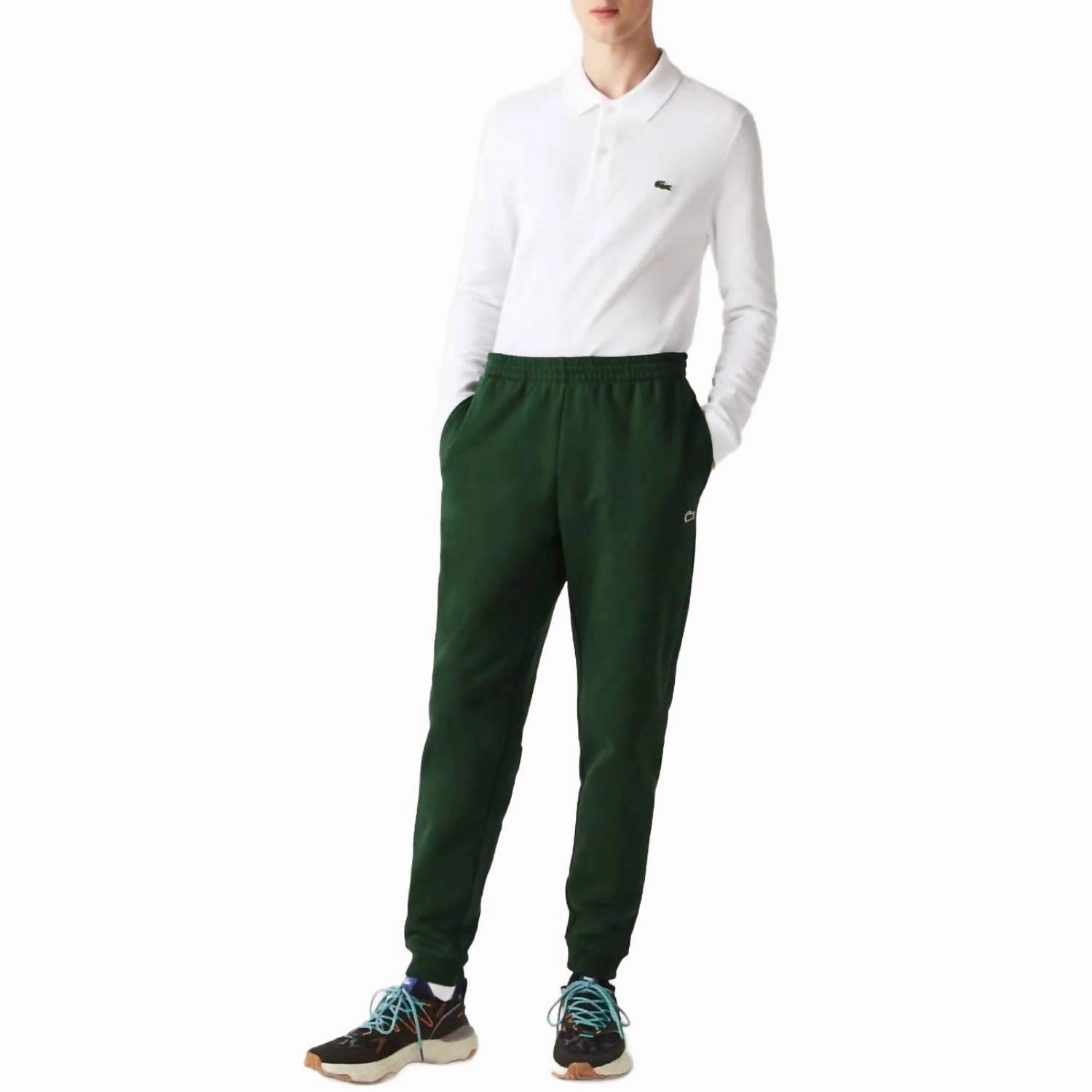 Tapered Fit Fleece Trackpants In Green