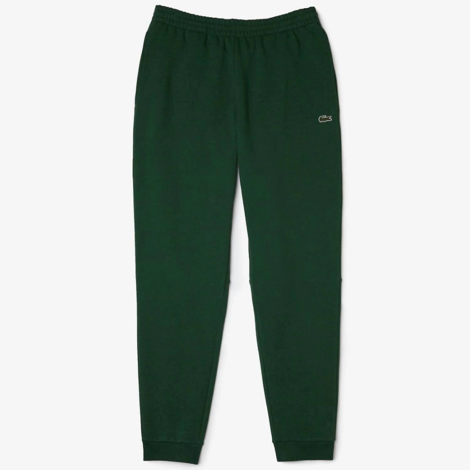 Tapered Fit Fleece Trackpants In Green