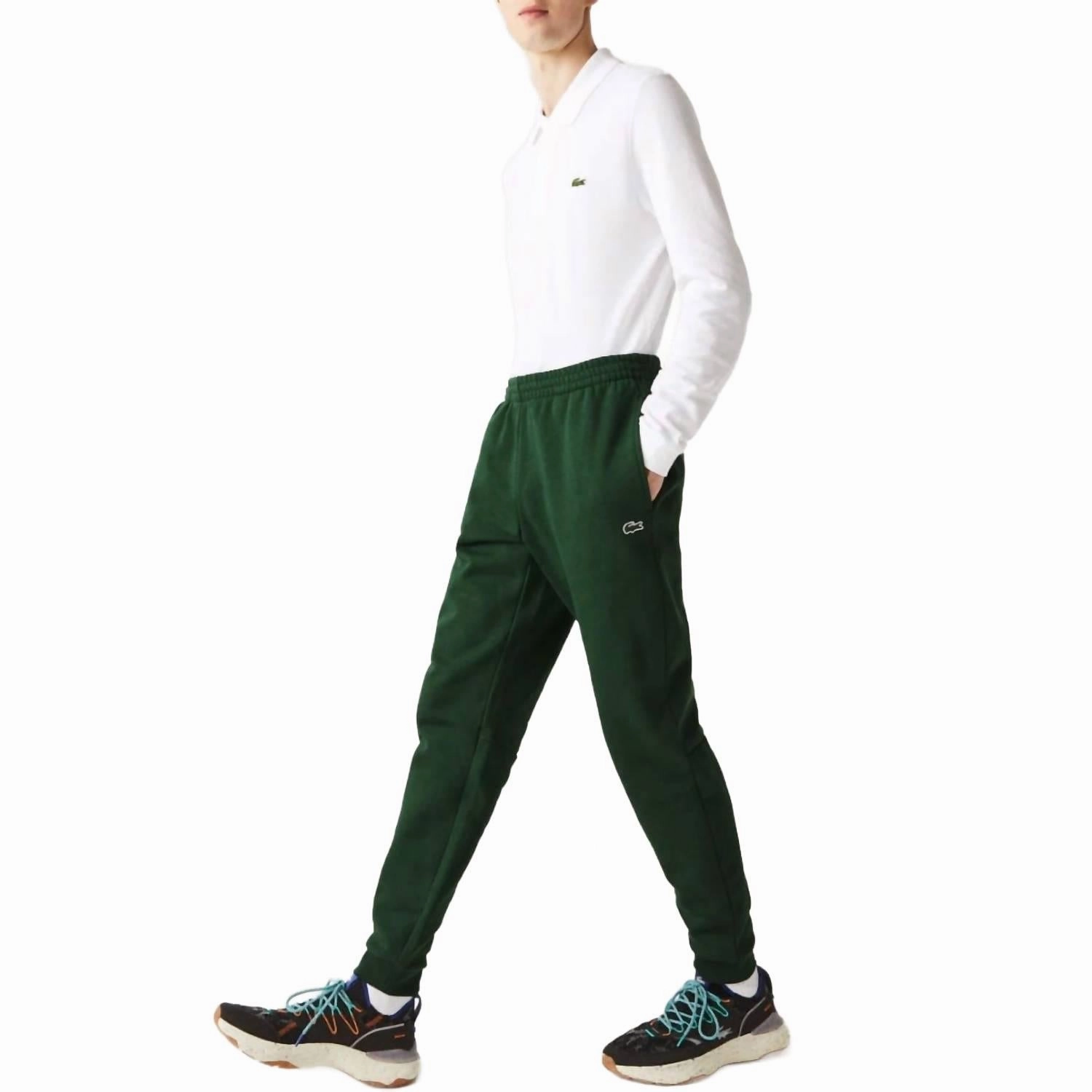 Tapered Fit Fleece Trackpants In Green