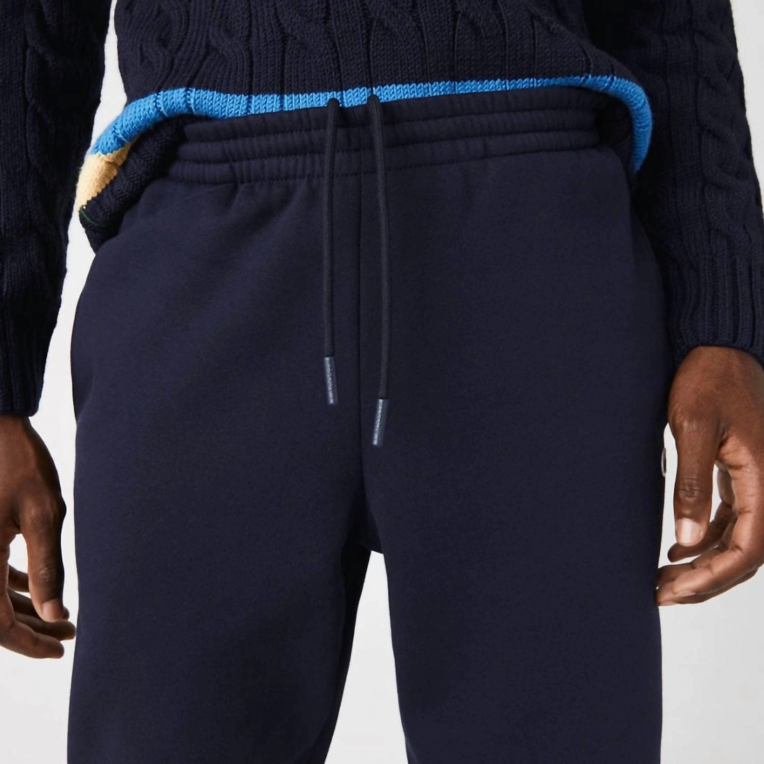 Tapered Fit Fleece Trackpants In Navy