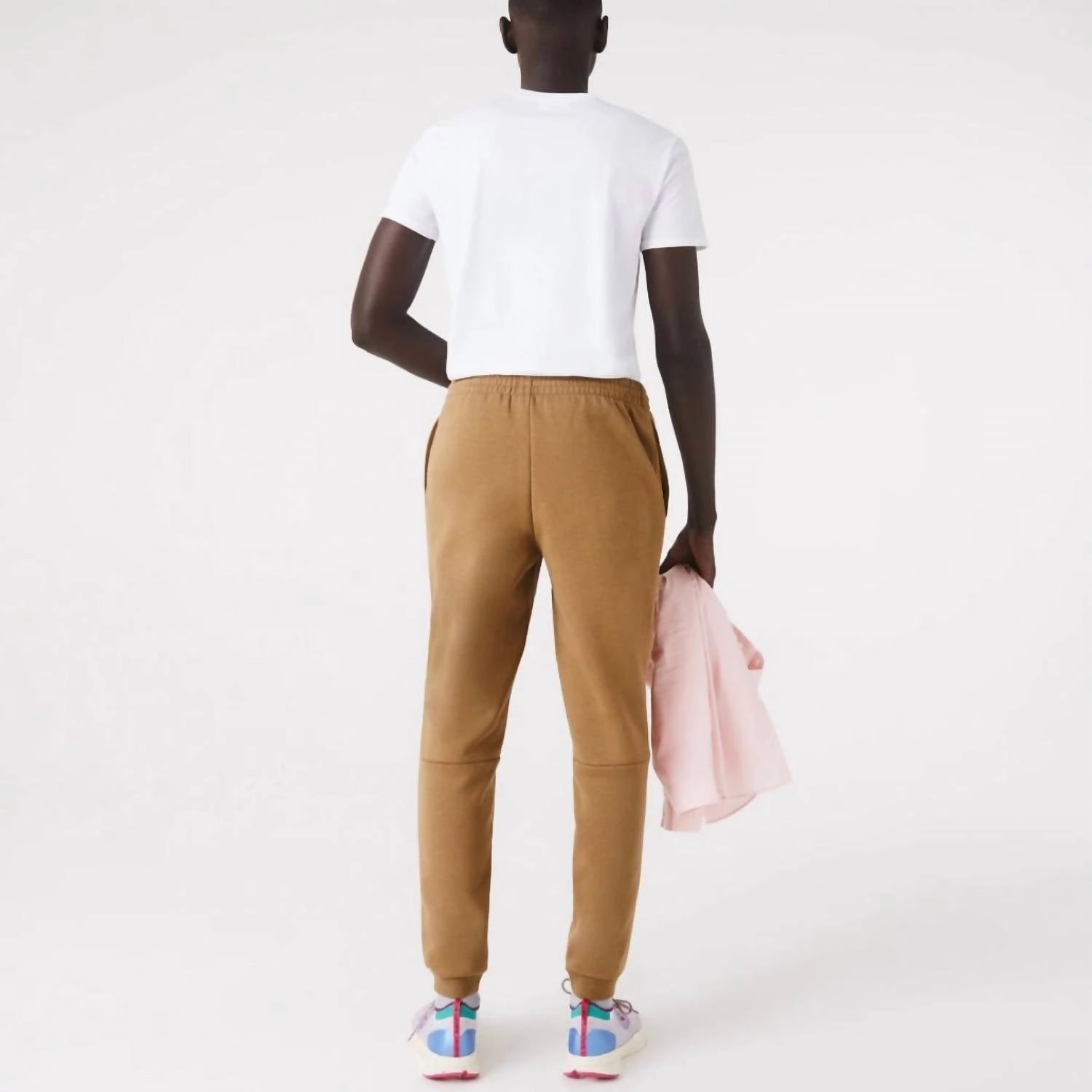 Tapered Fit Fleece Trackpants Jogger In Brown