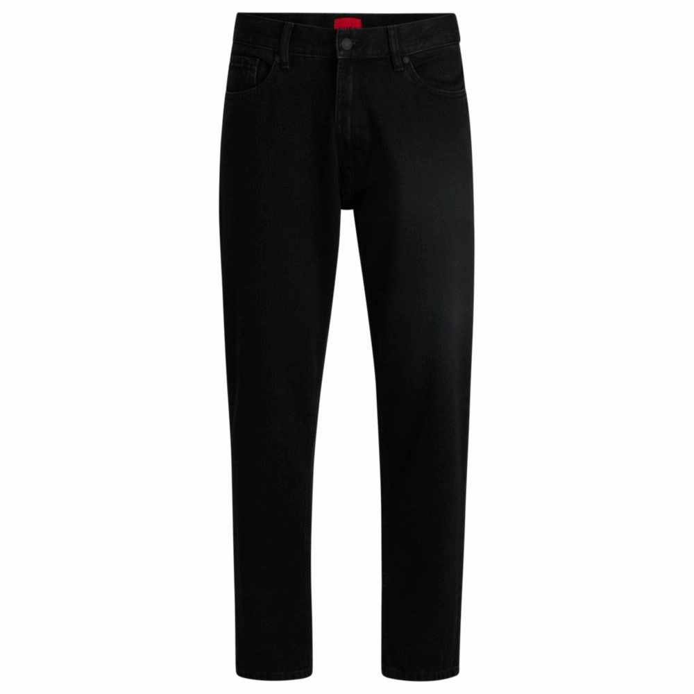 Tapered-fit jeans in black denim