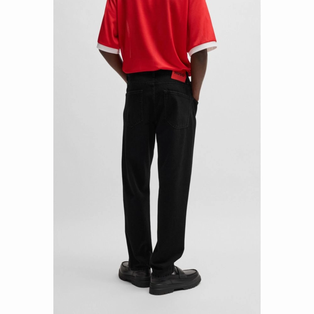 Tapered-fit jeans in black denim