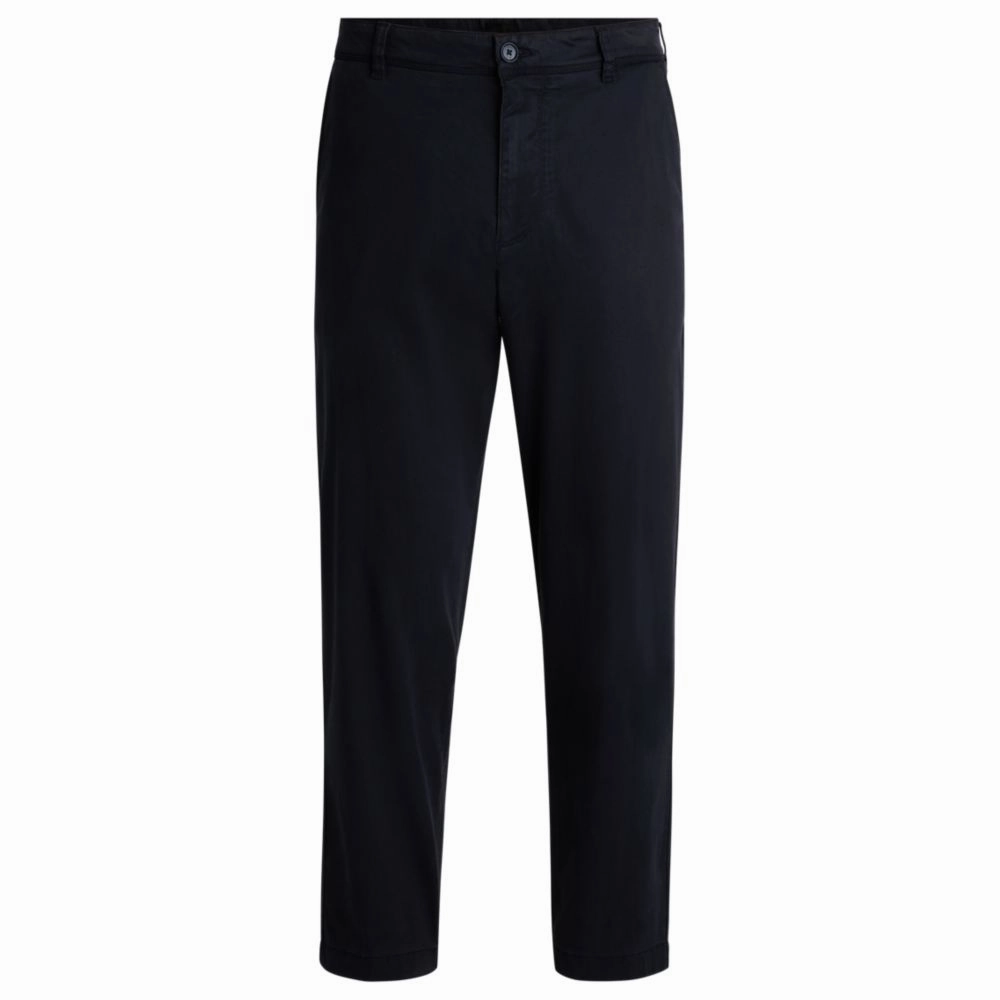 Tapered-fit regular-rise trousers in stretch twill