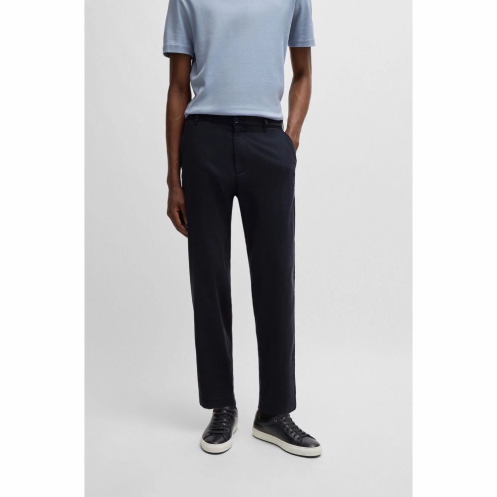 Tapered-fit regular-rise trousers in stretch twill