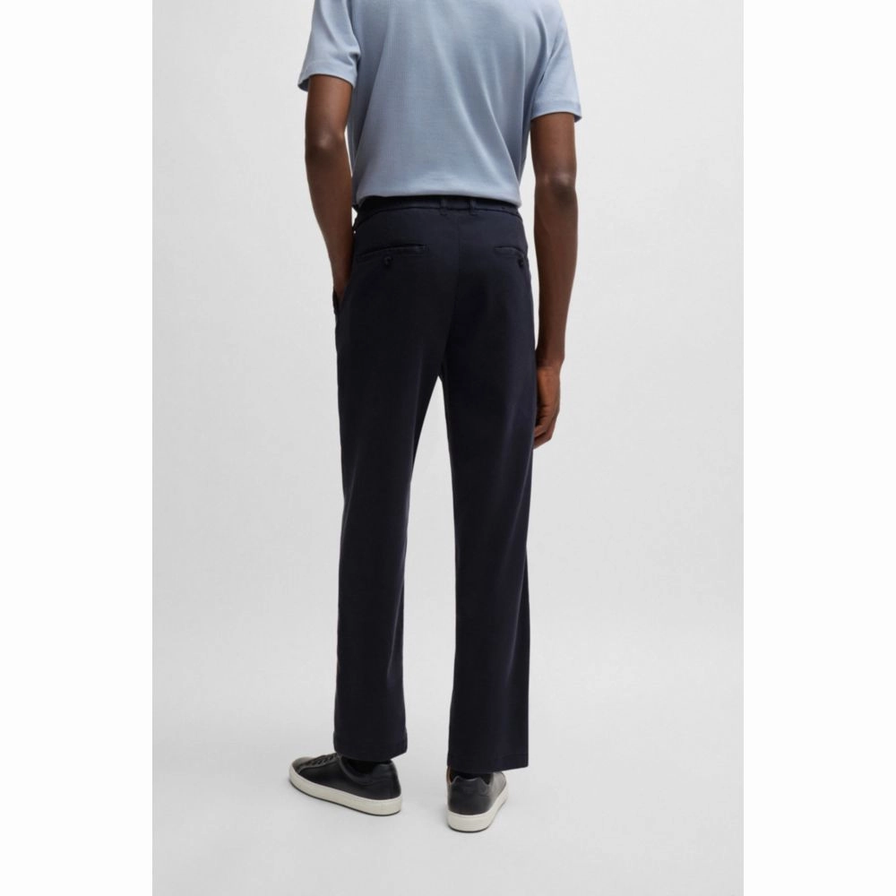 Tapered-fit regular-rise trousers in stretch twill