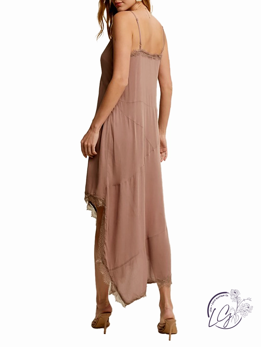 Tempting Me Asymmetrical Lace Hem Dress