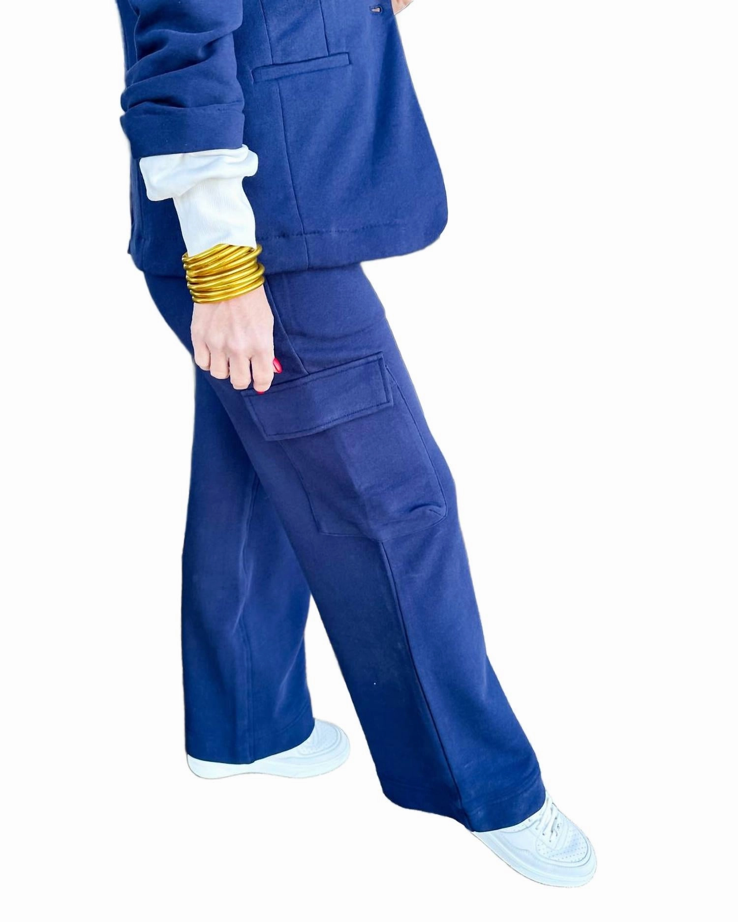 Terry Blazer And Pant Set In Navy
