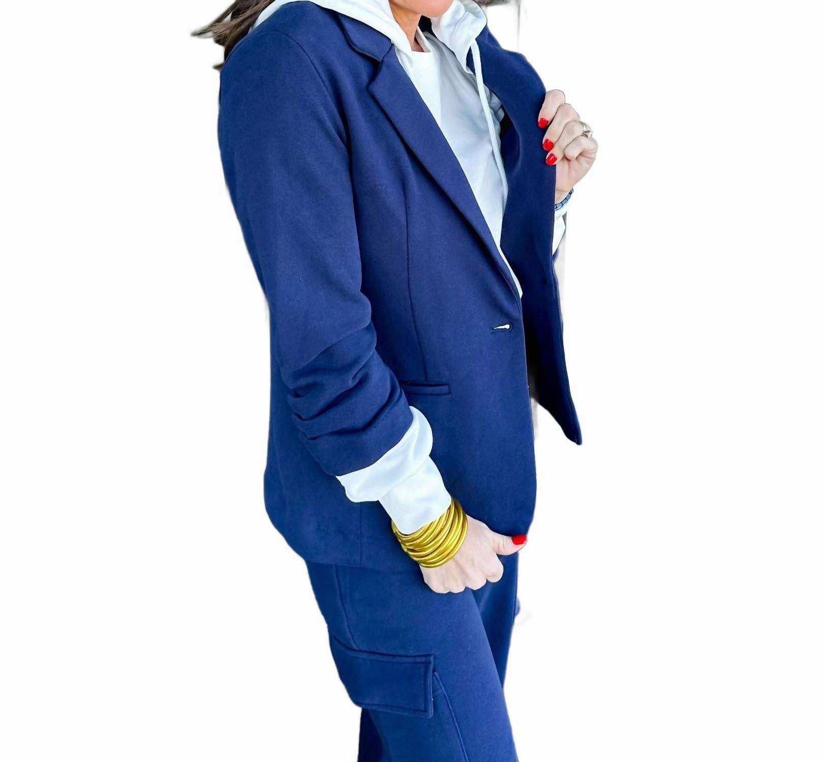 Terry Blazer And Pant Set In Navy