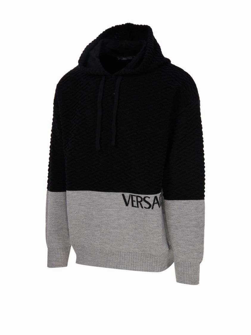 Textured Hooded Wool Sweater