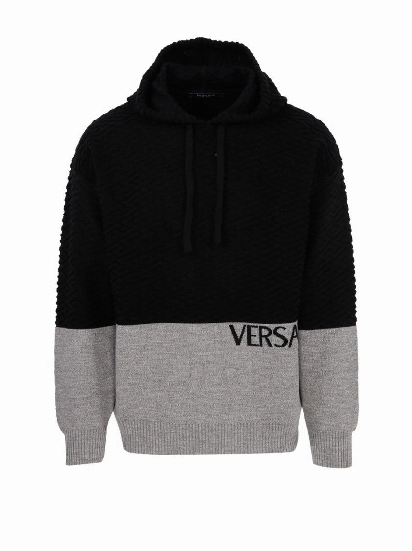 Textured Hooded Wool Sweater
