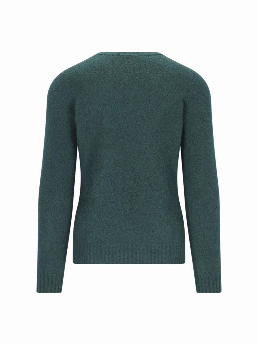 Textured Knit Crewneck Sweater With Ribbed Finishes