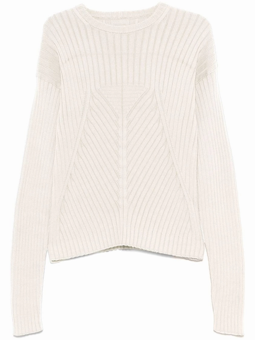 Textured Knit Sweater With Extra-Long Sleeves And Straight Hem