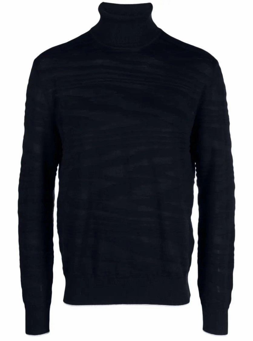 Textured Knit Turtleneck Sweater