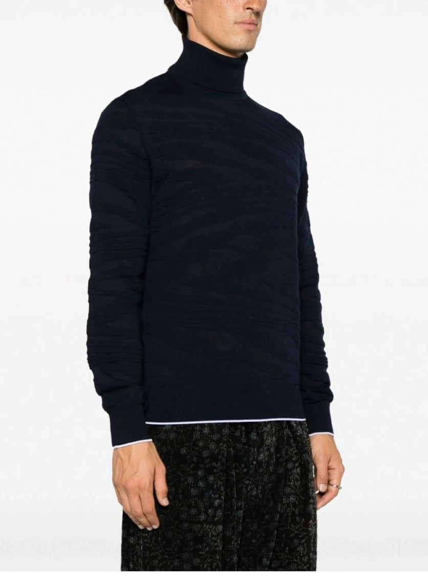 Textured Knit Turtleneck Sweater