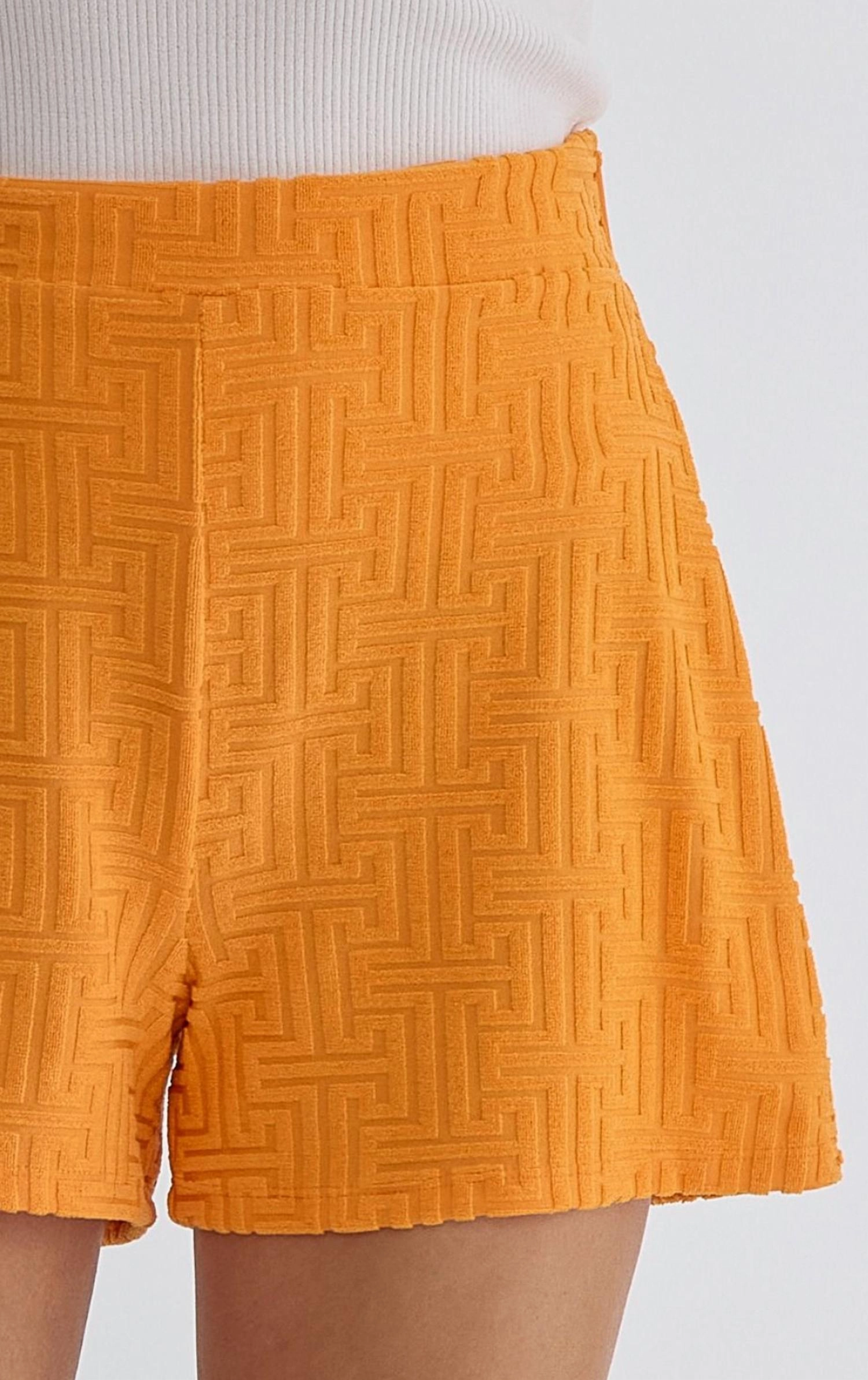Textured Terry Tee Short Set In Apricot