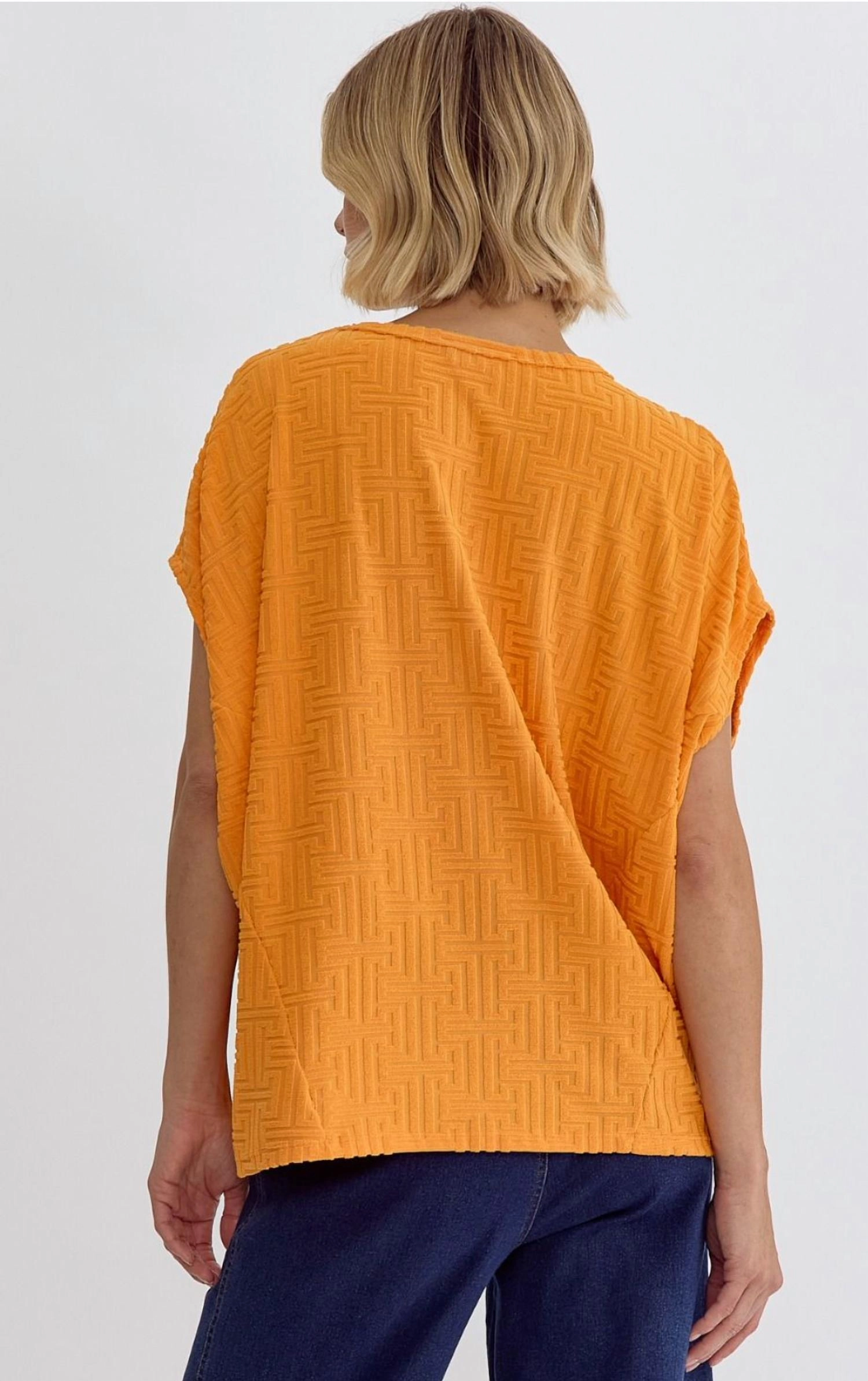 Textured Terry Tee Short Set In Apricot