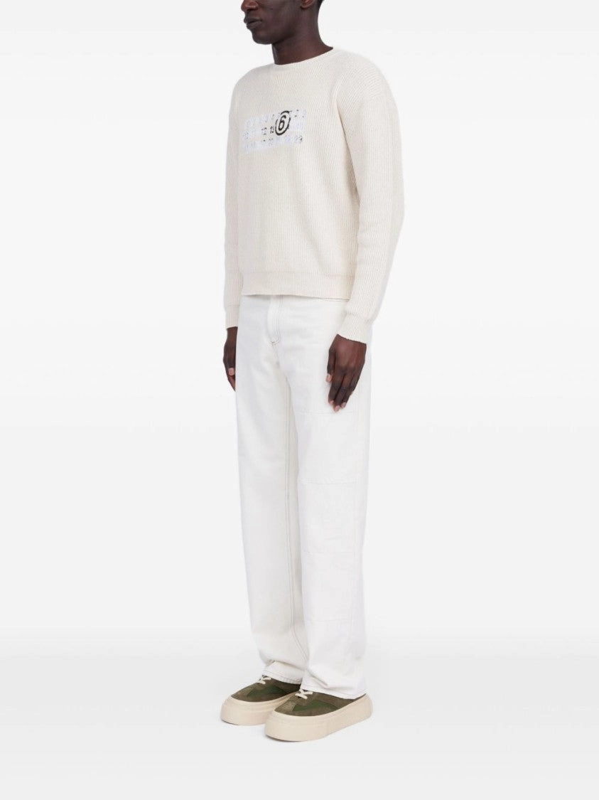 Textured White Knit Sweater