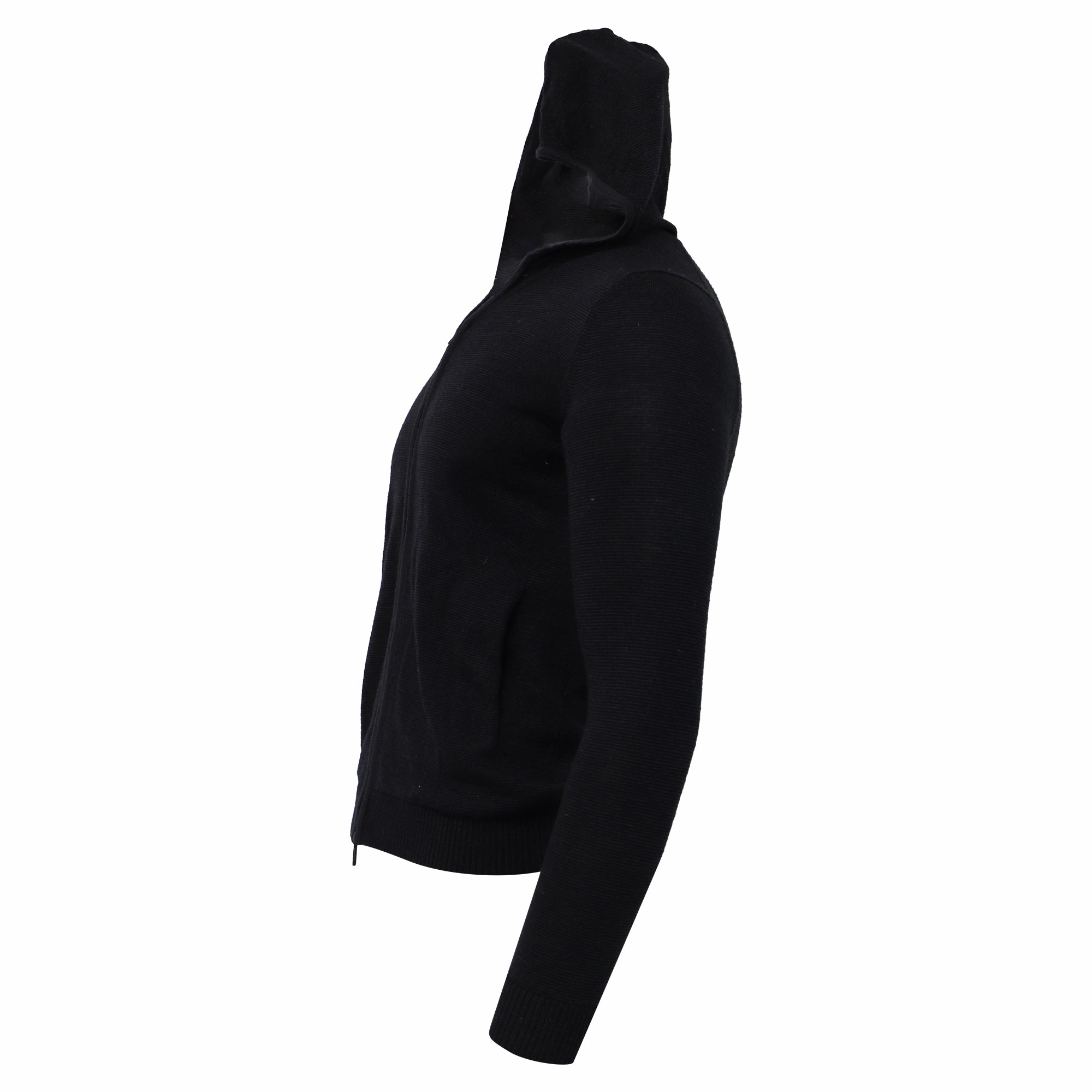 Theory Knitted Zipped Hoodie in Navy Blue Wool