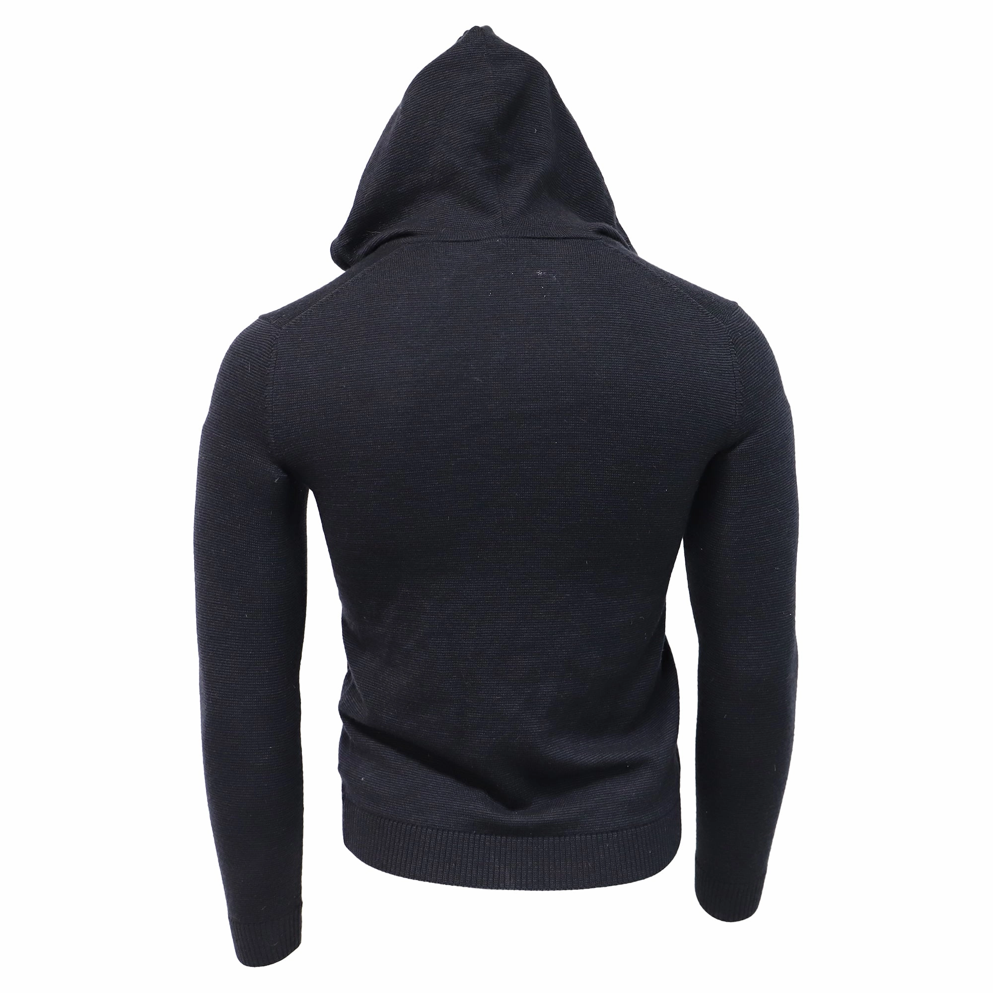 Theory Knitted Zipped Hoodie in Navy Blue Wool