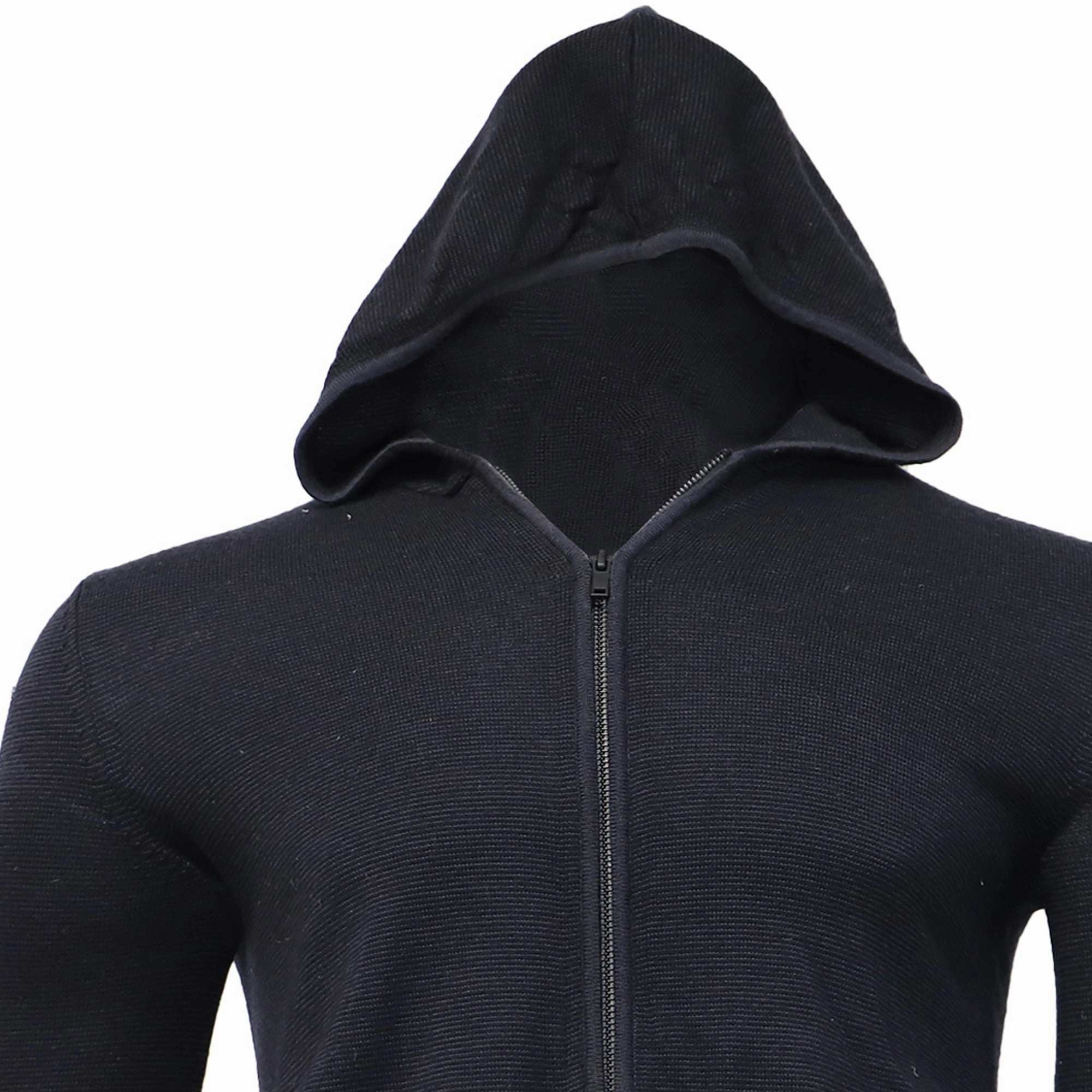 Theory Knitted Zipped Hoodie in Navy Blue Wool