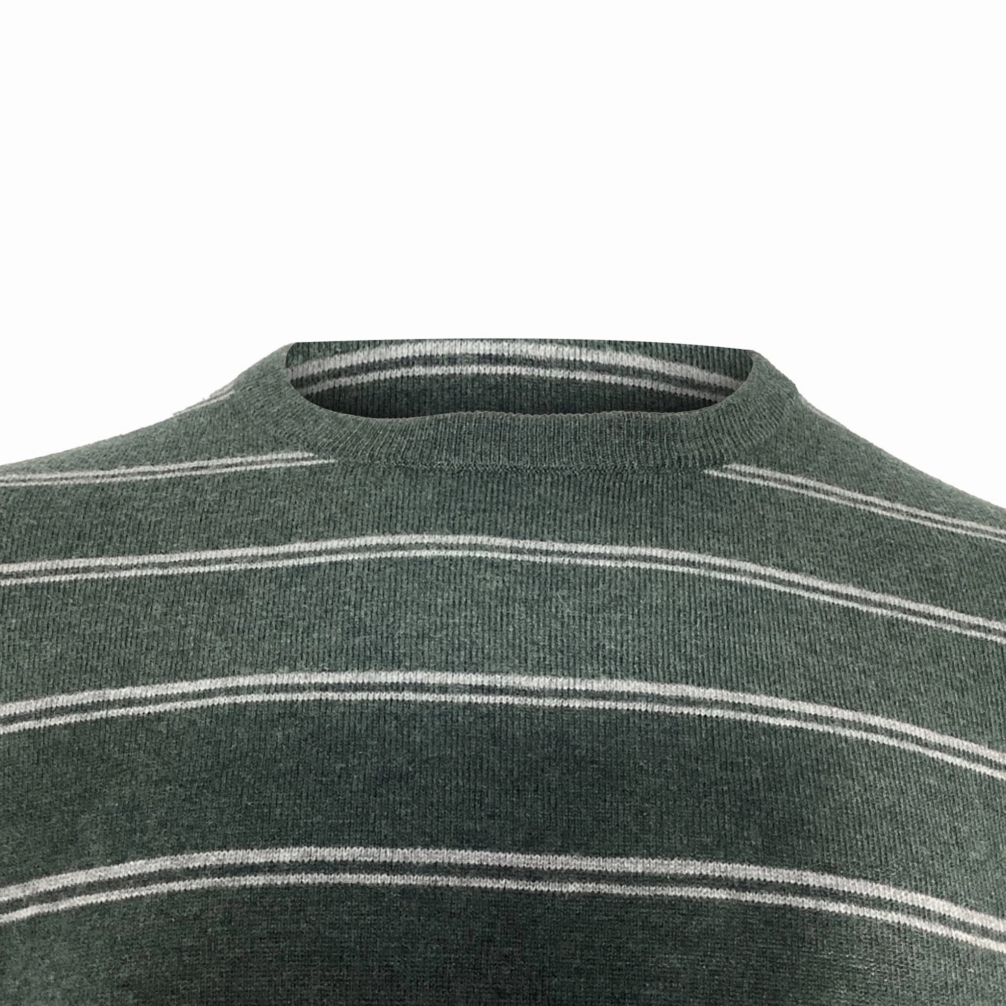 Theory Riland Crewneck Sweater in Green Wool
