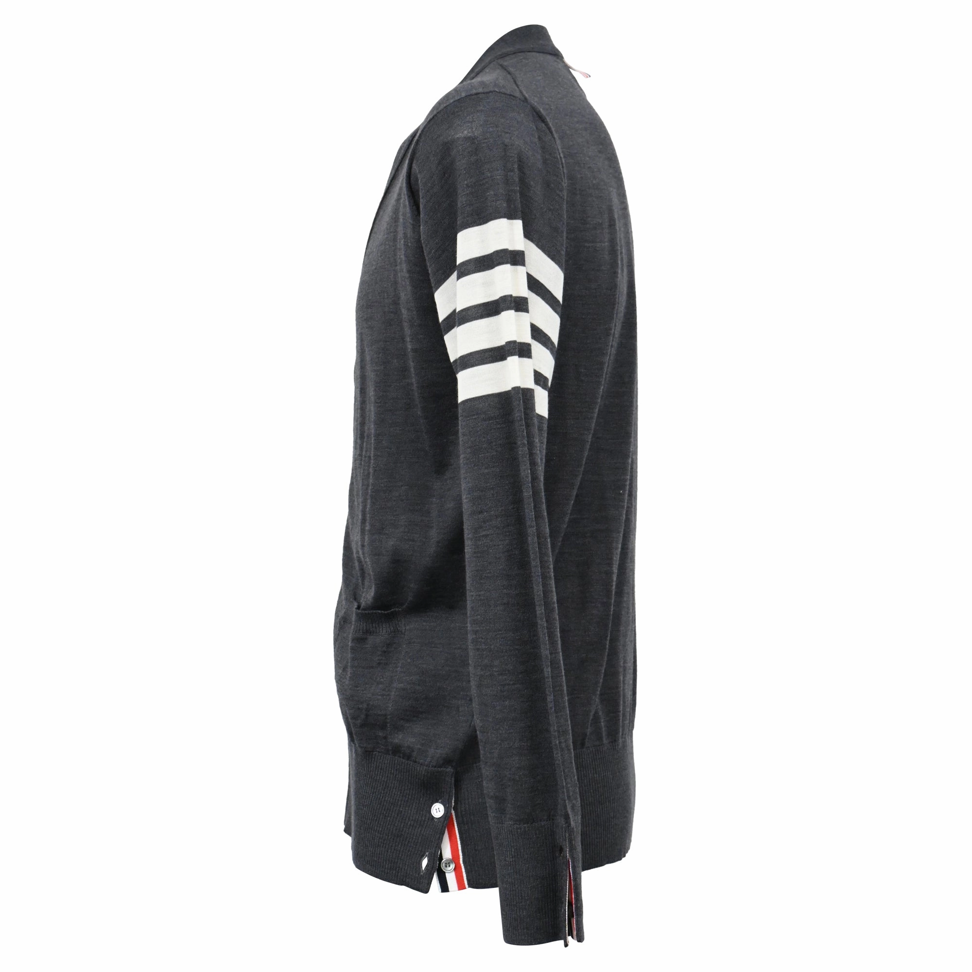 Thom Browne Charcoal Buttoned Cardigan in Grey Cashmere