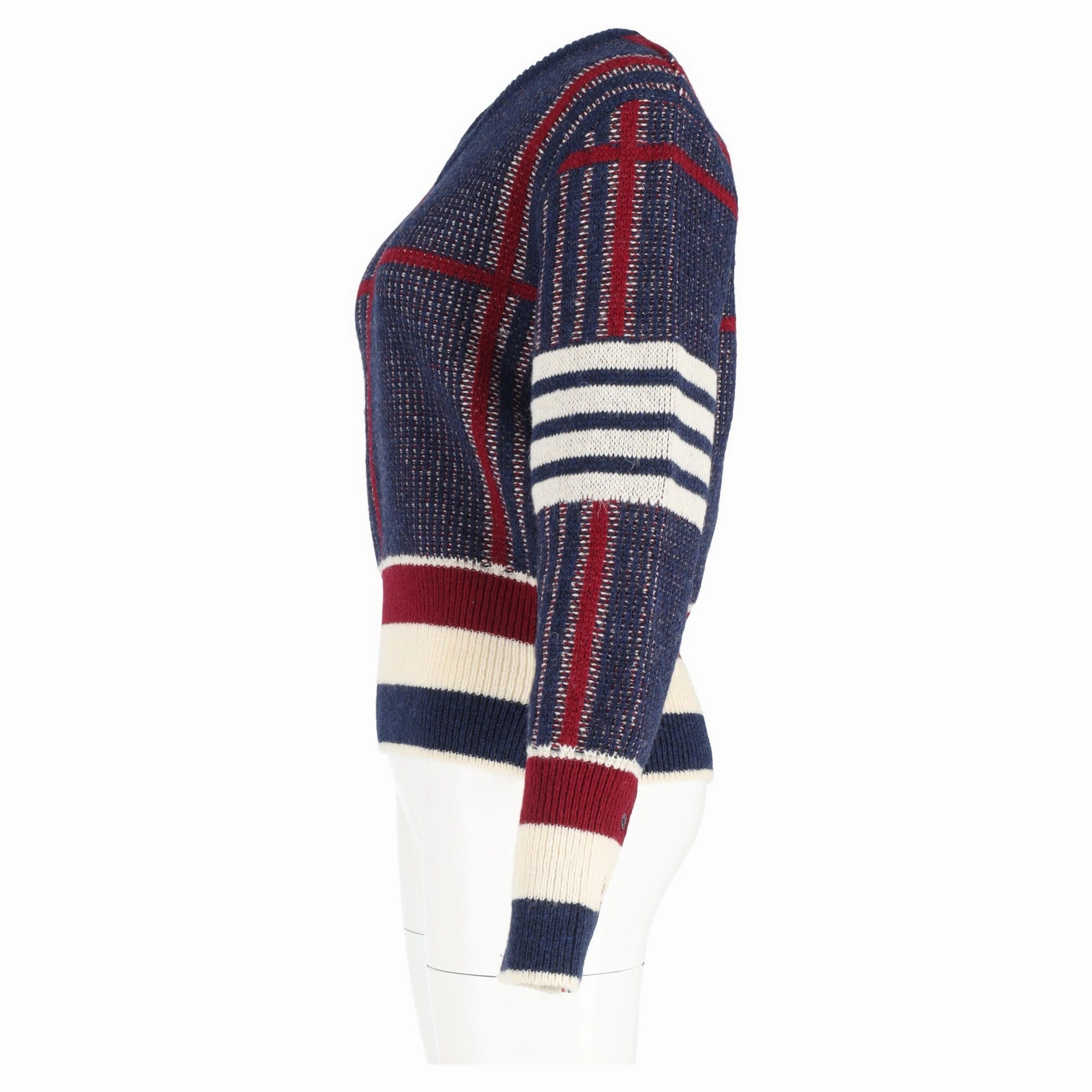 Thom Browne Plaid V-Neck Sweater in Multicolor Wool