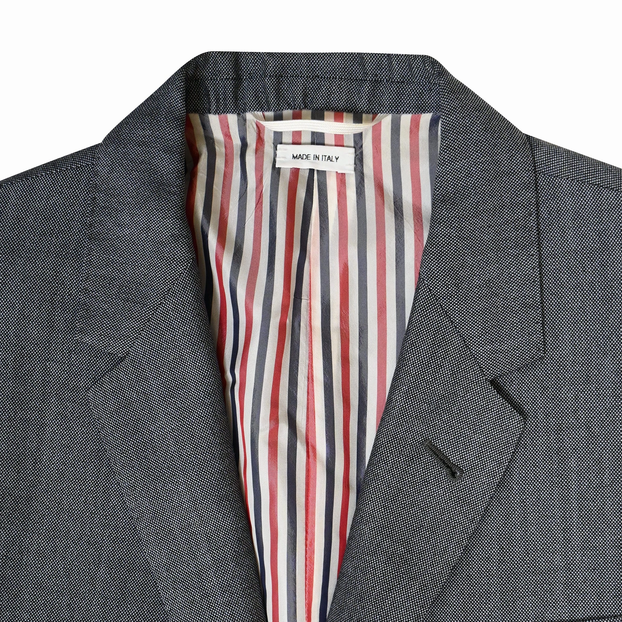 Thom Browne RWB Selvedge Blazer in Grey Mohair Wool