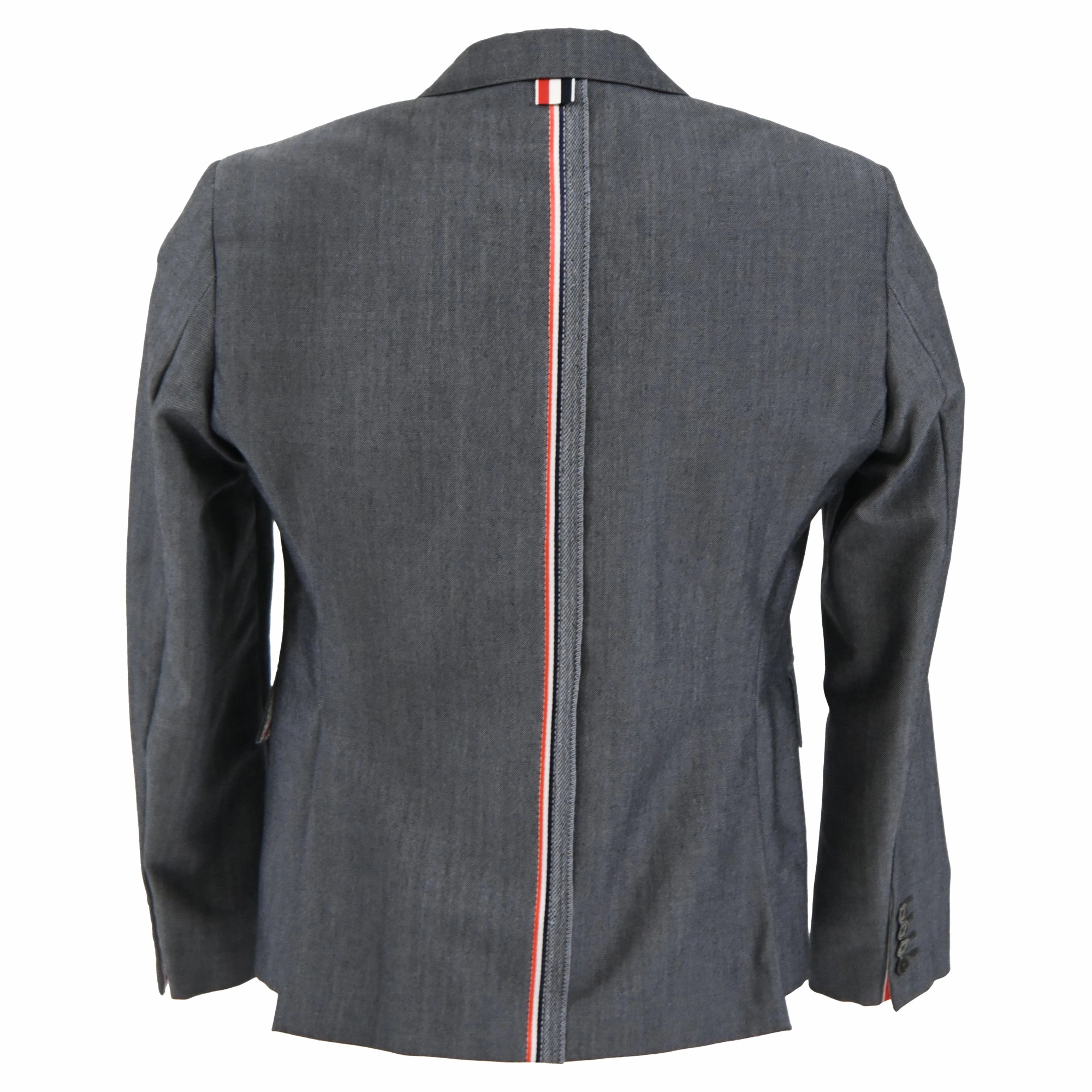 Thom Browne RWB Selvedge Blazer in Grey Mohair Wool