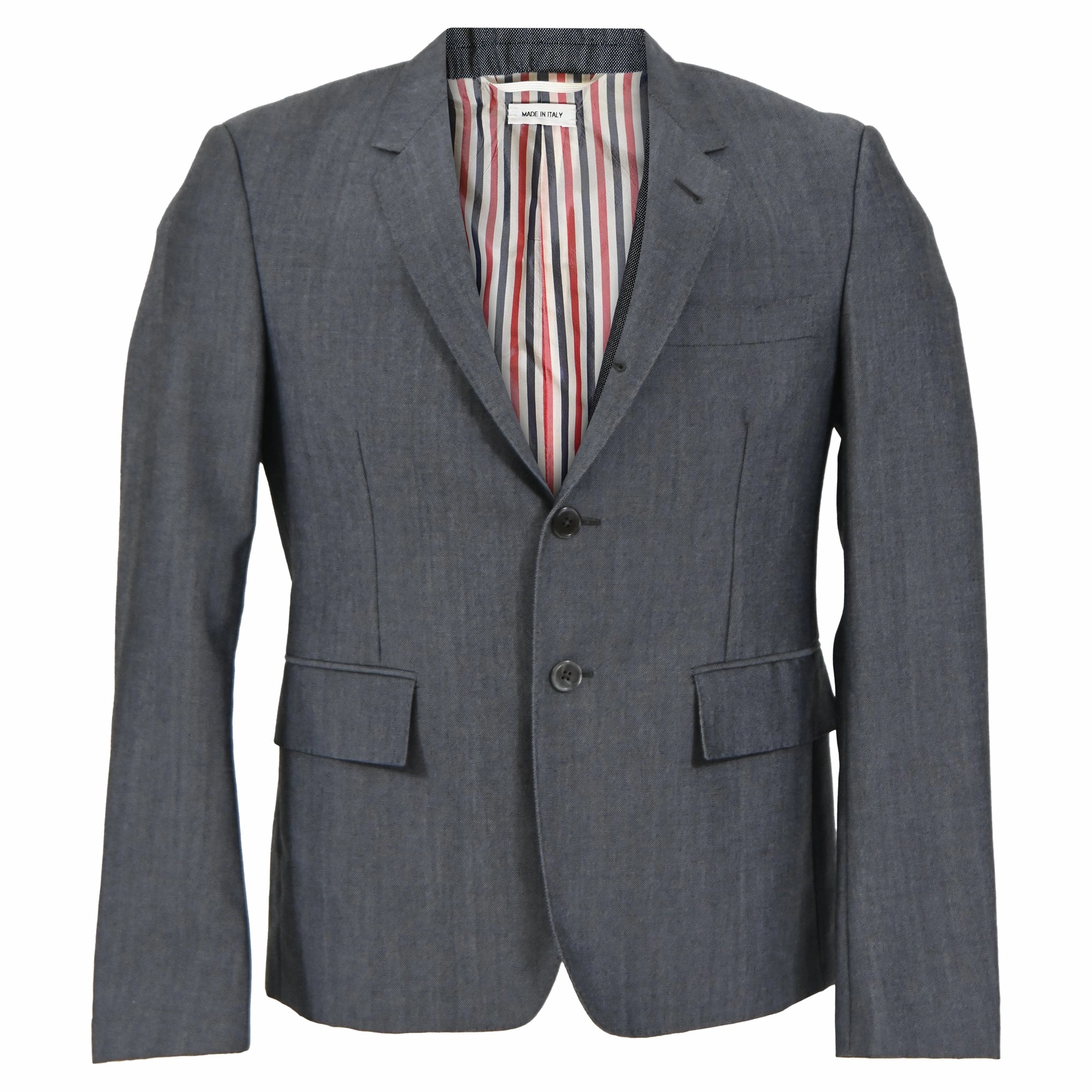 Thom Browne RWB Selvedge Blazer in Grey Mohair Wool