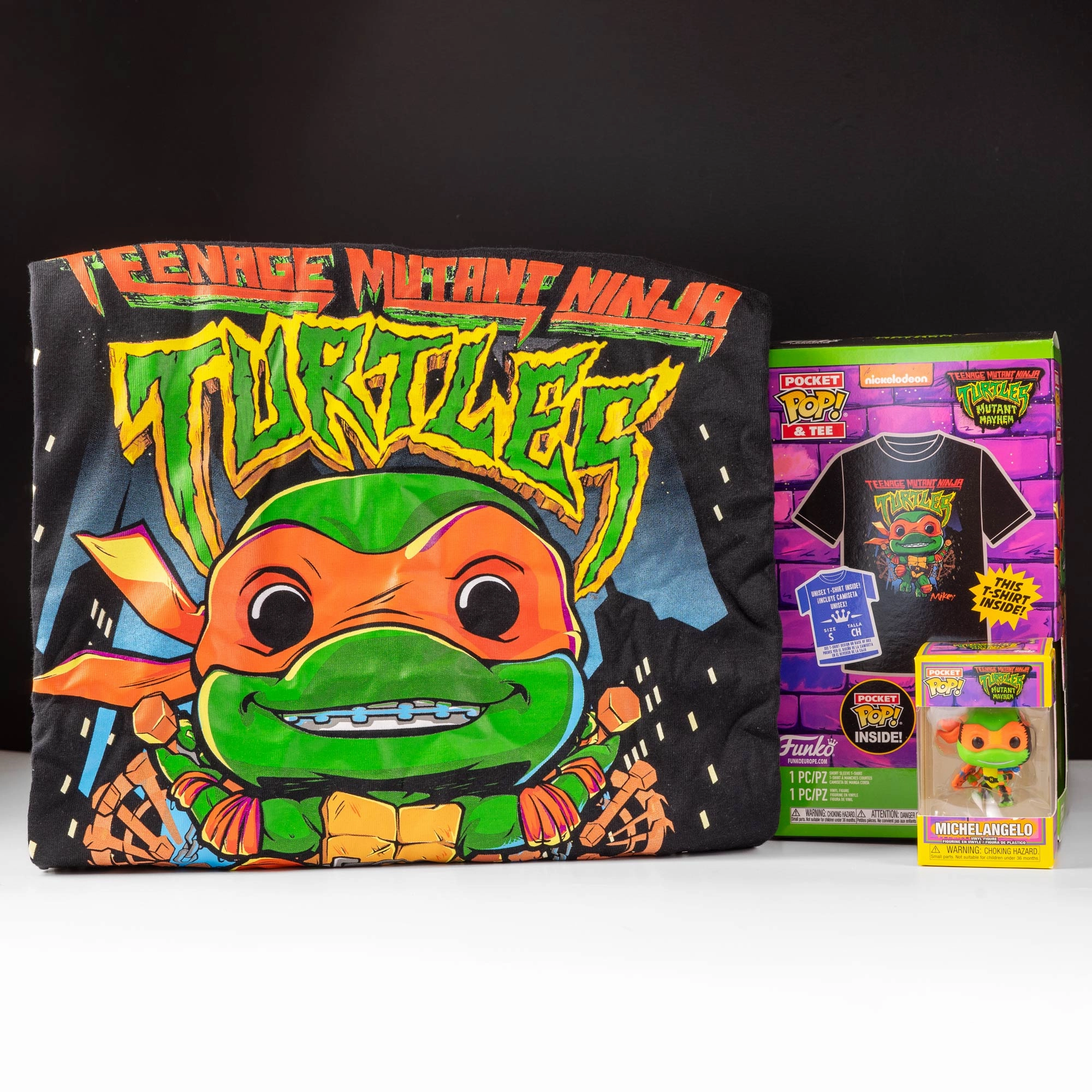 TMNT Mutant Mayhem Mikey Pocket Pop! Vinyl and Tee Set for Kids