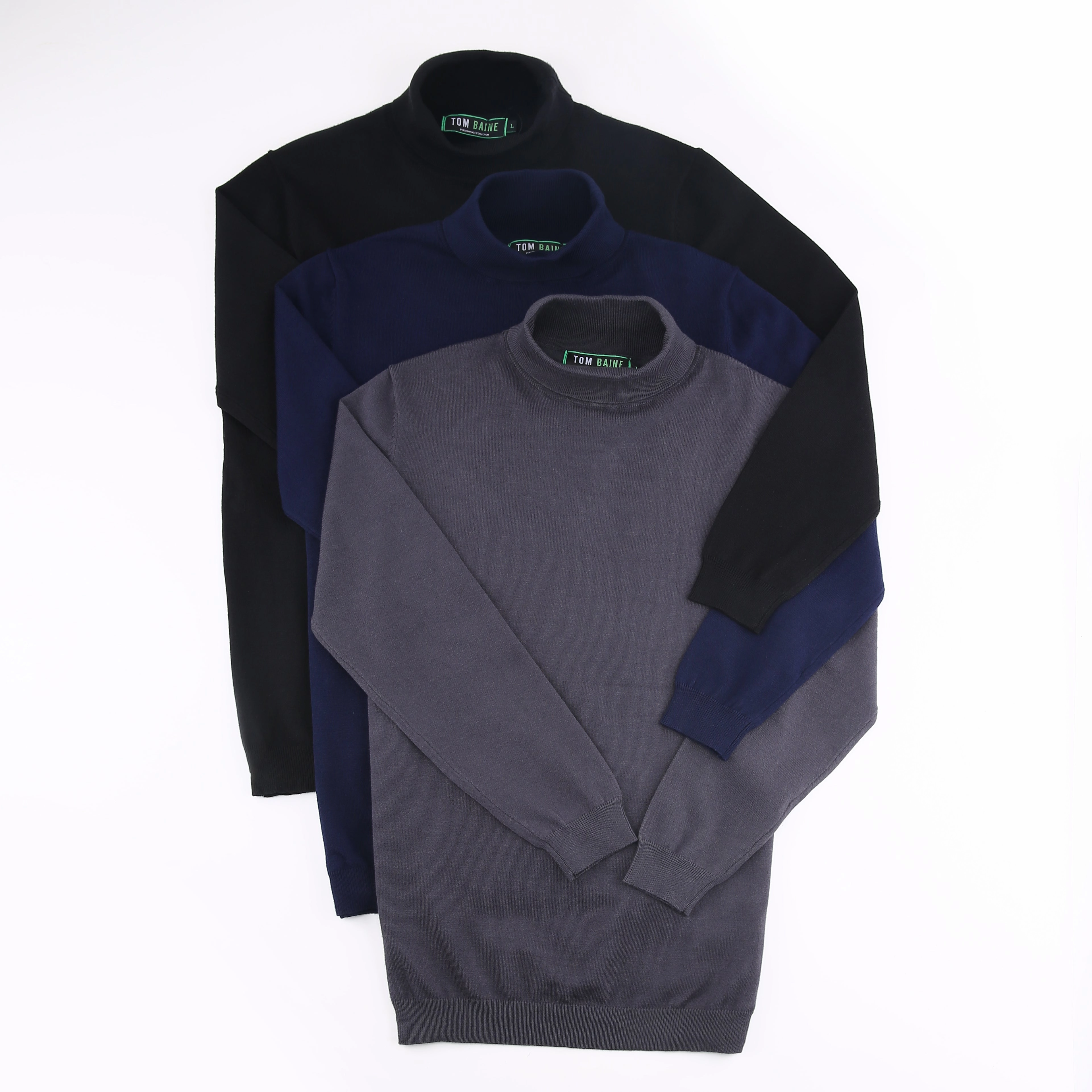 Tom Baine Slim Fit Performance Cotton Turtle Neck
